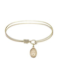 6 1/4 inch Oval Eye Hook Bangle Bracelet w/ St. Bernard of Clairvaux in Gold-Filled