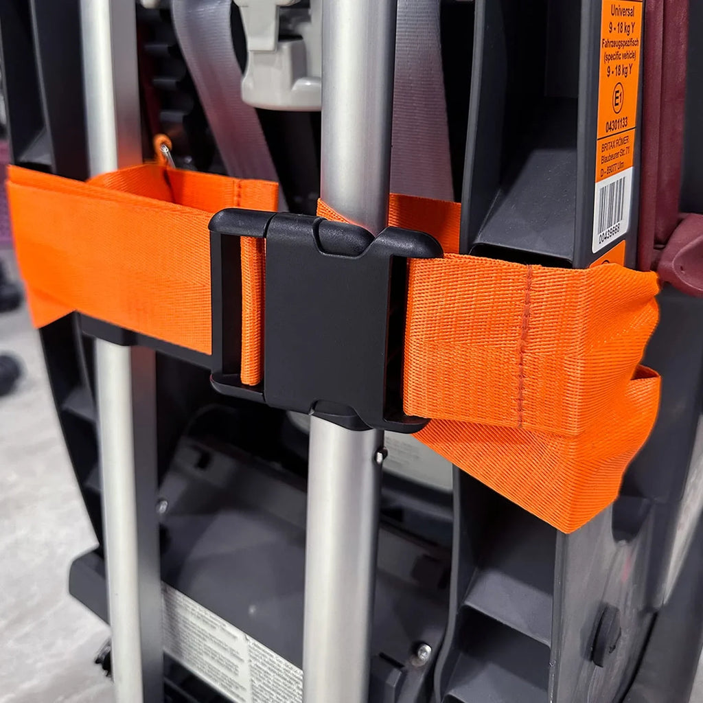 Car Seat Travel Cart for Airport-Carseat Roller for Traveling,Extendable Base Plate,Foldable, storable,and stowable Under Your Airplane seat or Over Head Compartment.