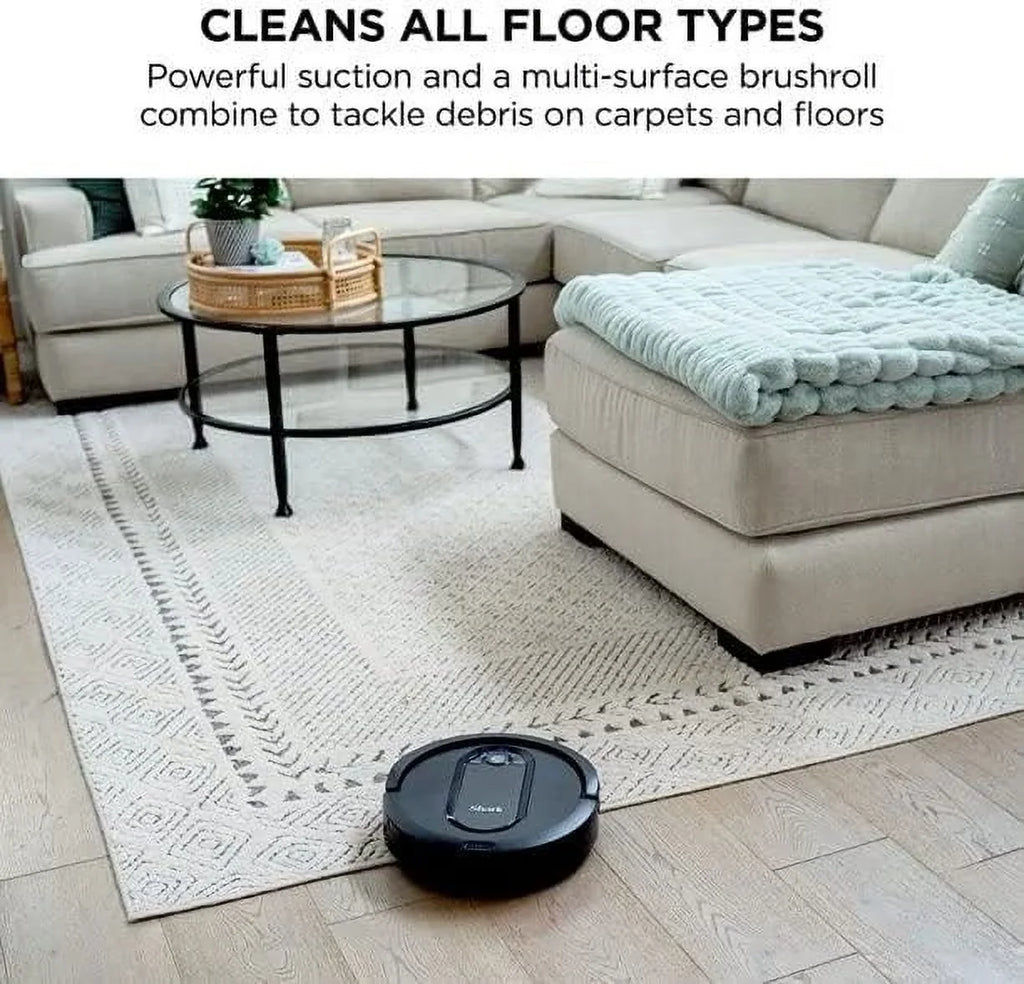 Restored Shark RV990  Robot Vacuum with Row-by-Row Cleaning, Powerful Suction, Perfect for Pet Hair, Wi-Fi, Carpets & Hard Floors (Black)- Renewed