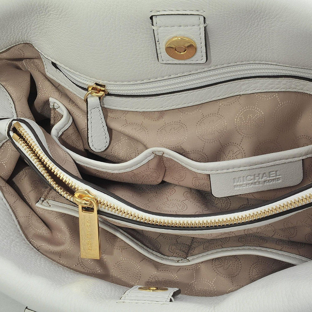 Michael Kors Mackenzie Large Leather Tote in Optic White
