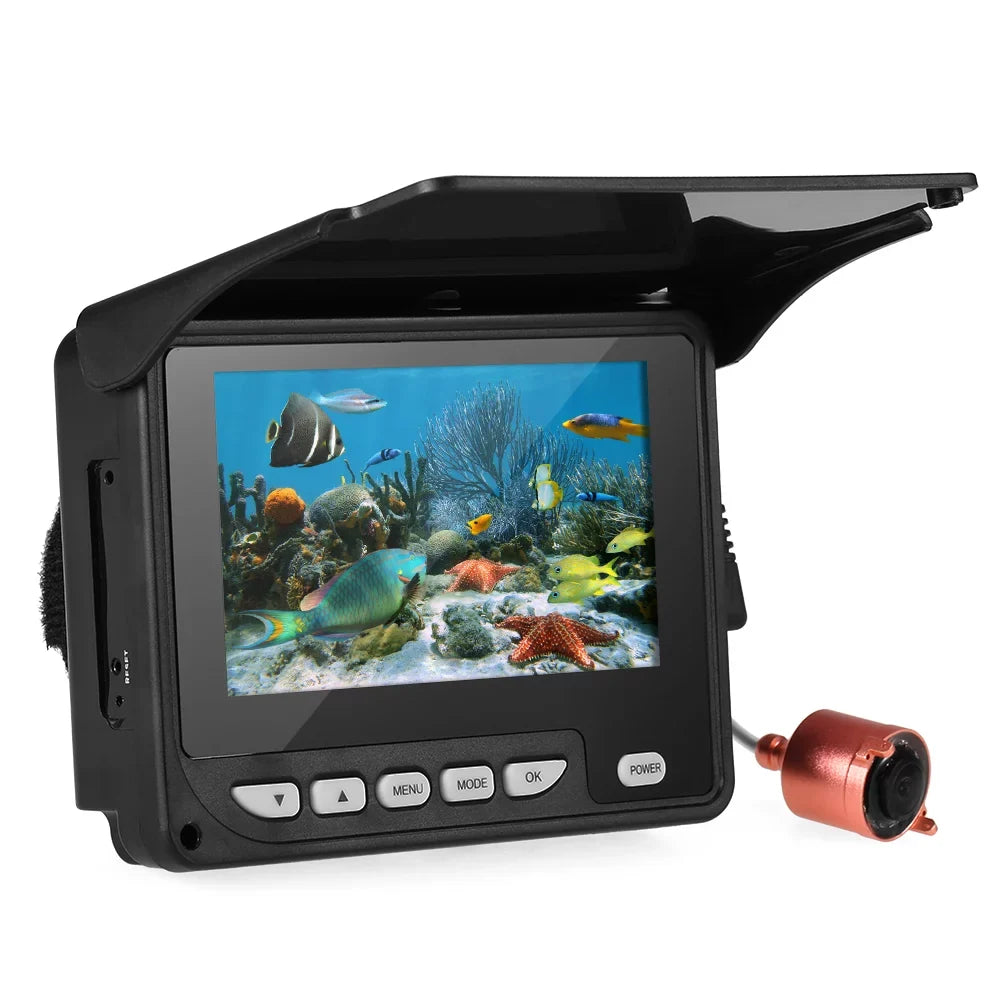Walmeck 4.3 Inch Portable Underwater Fishing Camera Fish Finder Waterproof Night Vision Ice Boat Fishing Camera 20M Cable with Carry Bag