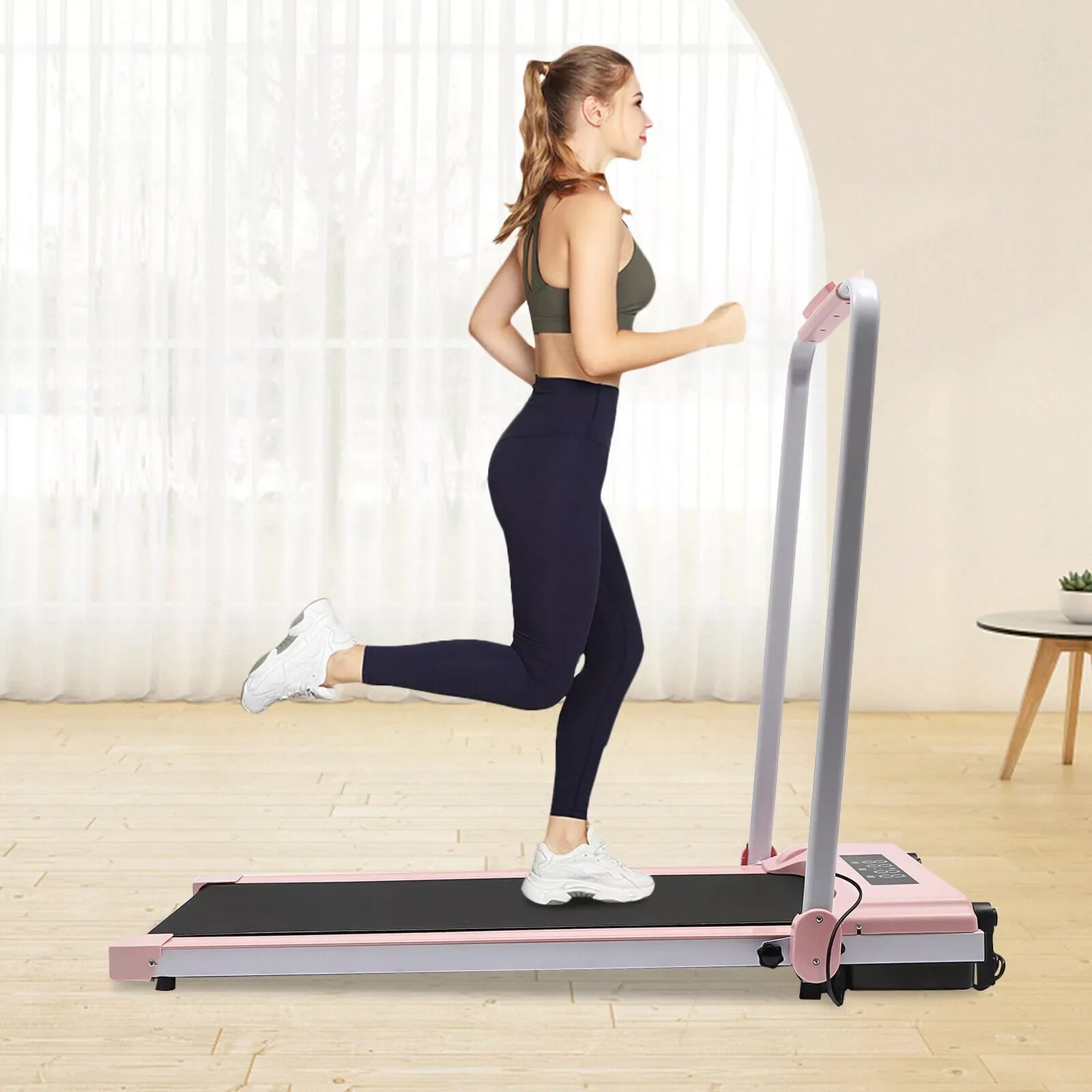 Fichiouy Folding Compact Treadmill with Remote Control  Display 220 lbs Capacity for Small Space