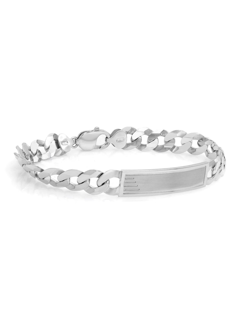 Curb Cuban Link Chain Mens  Polished Bracelet 925 Sterling Silver 9 Inches