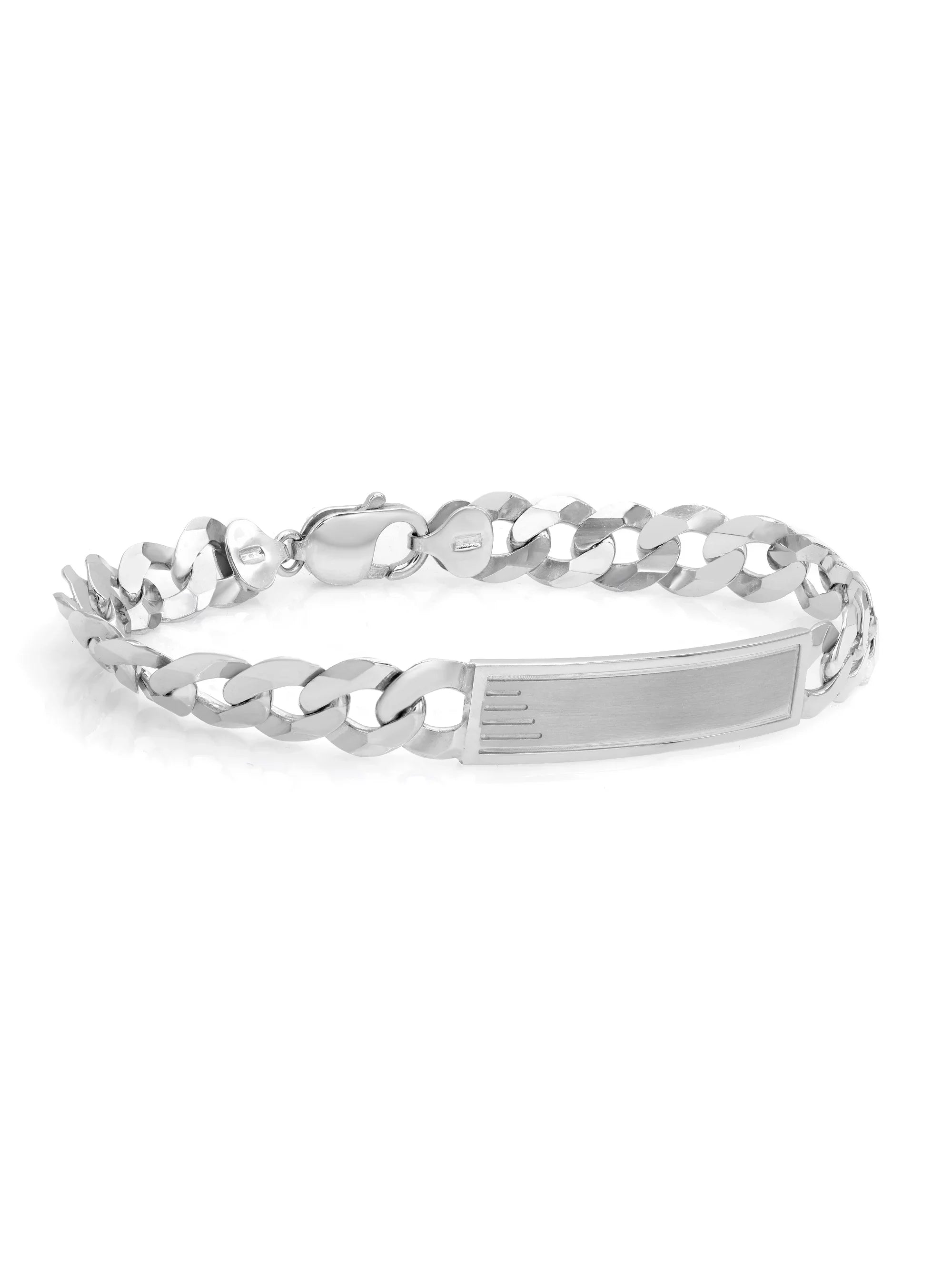 Curb Cuban Link Chain Mens  Polished Bracelet 925 Sterling Silver 9 Inches