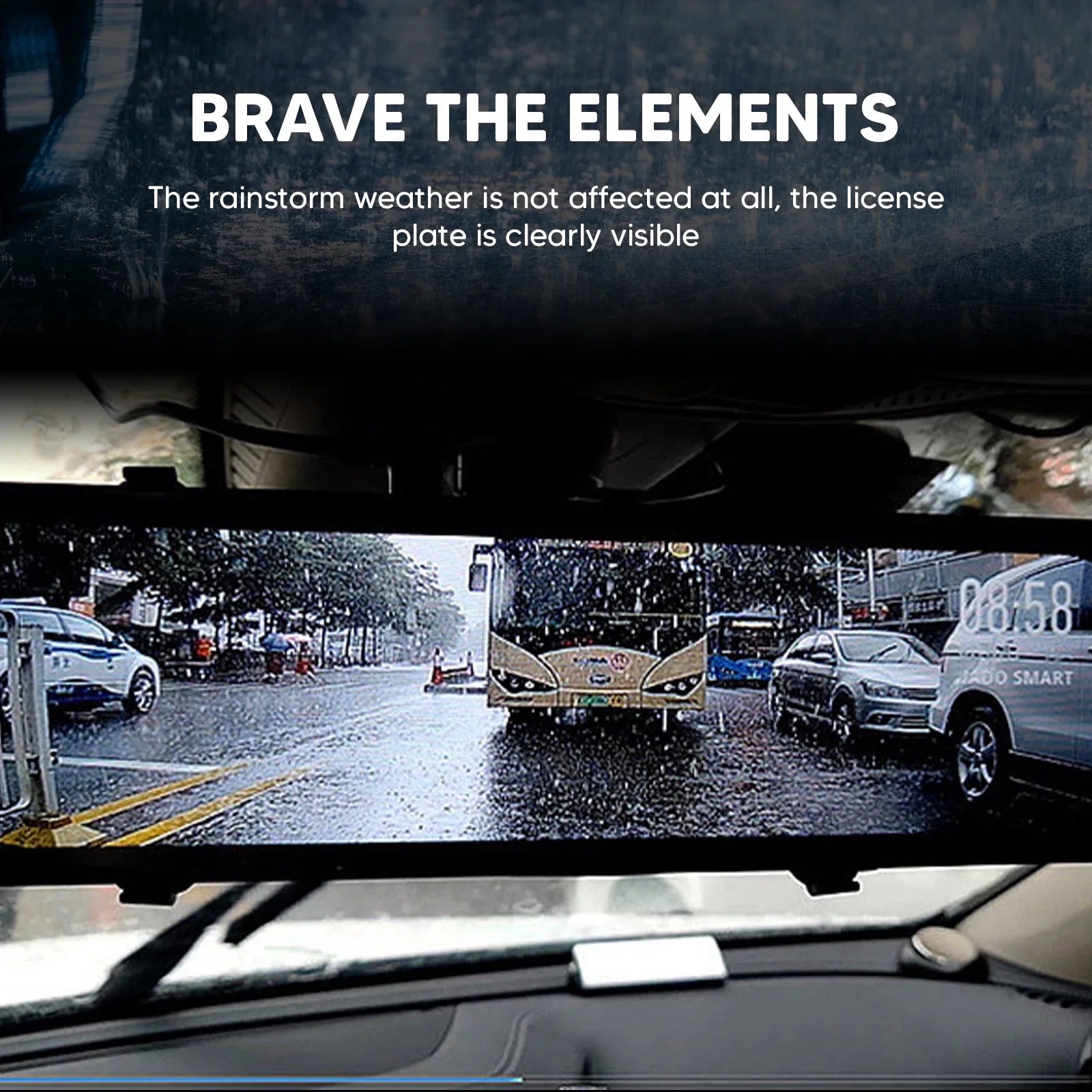 4K 12" Car Dash Cam Touch Screen with Rear View Mirror Camera Waterproof  Video Recorder Night Vision Motion Detection G-Sensor