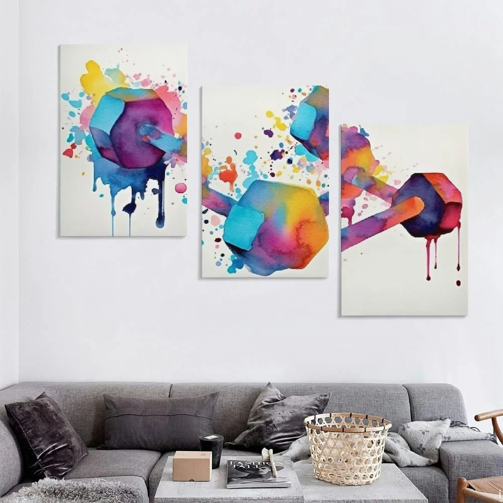 medical poster Two Dumbbells Gym Art Sport Workout Poster Watercolor Art Digital Printable Download canvas abstract wall art for living room 12''x16''X3 Panels Modern Canvas Wall Art 12x16x3pcs