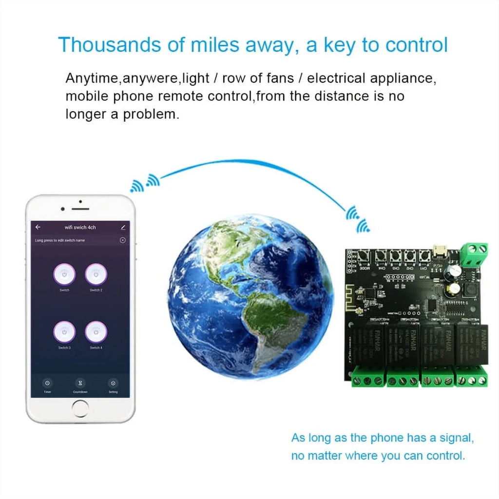 WiFi Relay Tuya Smart Switch Module 12V Smart life  Remote Control Timer  Inching Self-Locking Work with Alexa Google Home