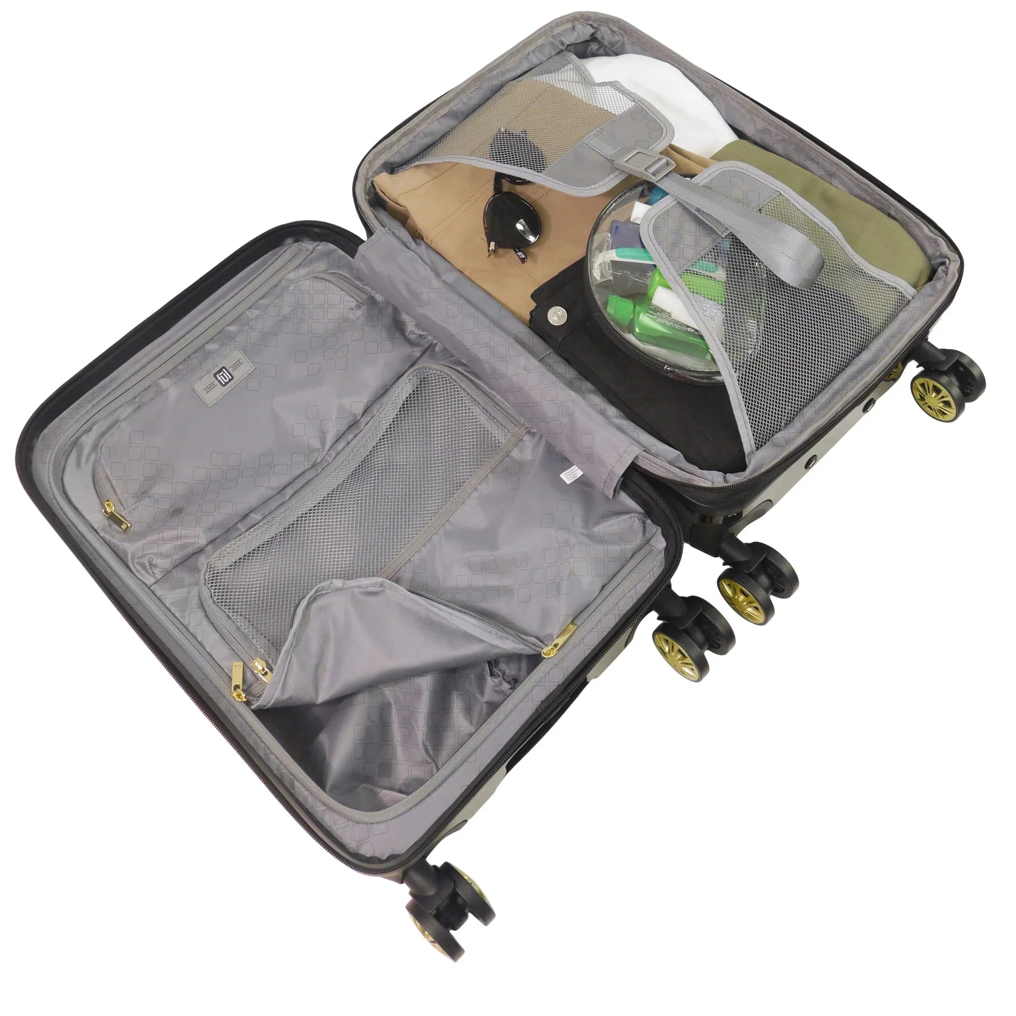 Grove 3 Piece Set Rolling Luggage, Hardshell Suitcase with Spinner Wheels, 22, 27, and 31 Inch, Black