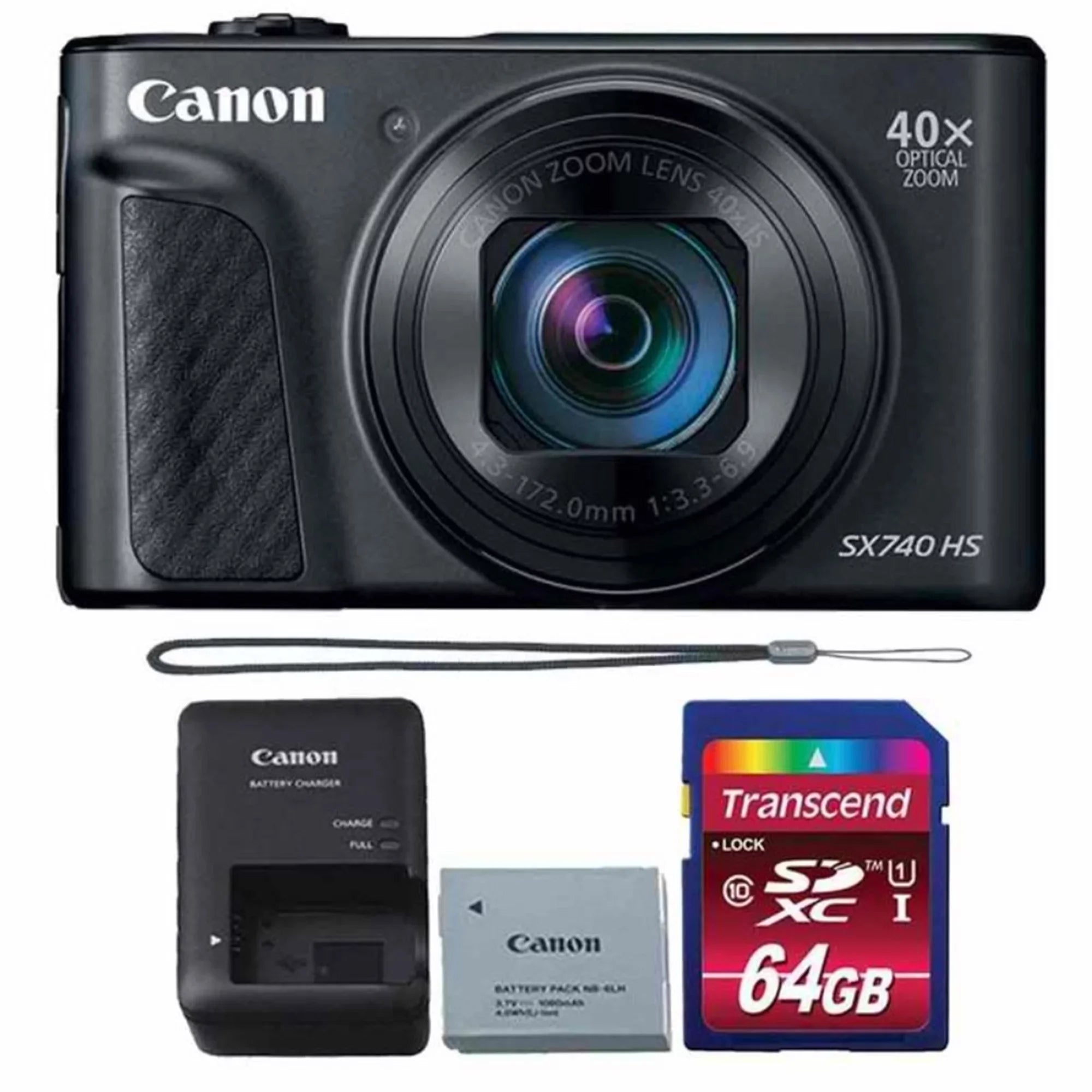 Canon PowerShot SX740  20.3MP Digital Camera Black with 64GB Memory card