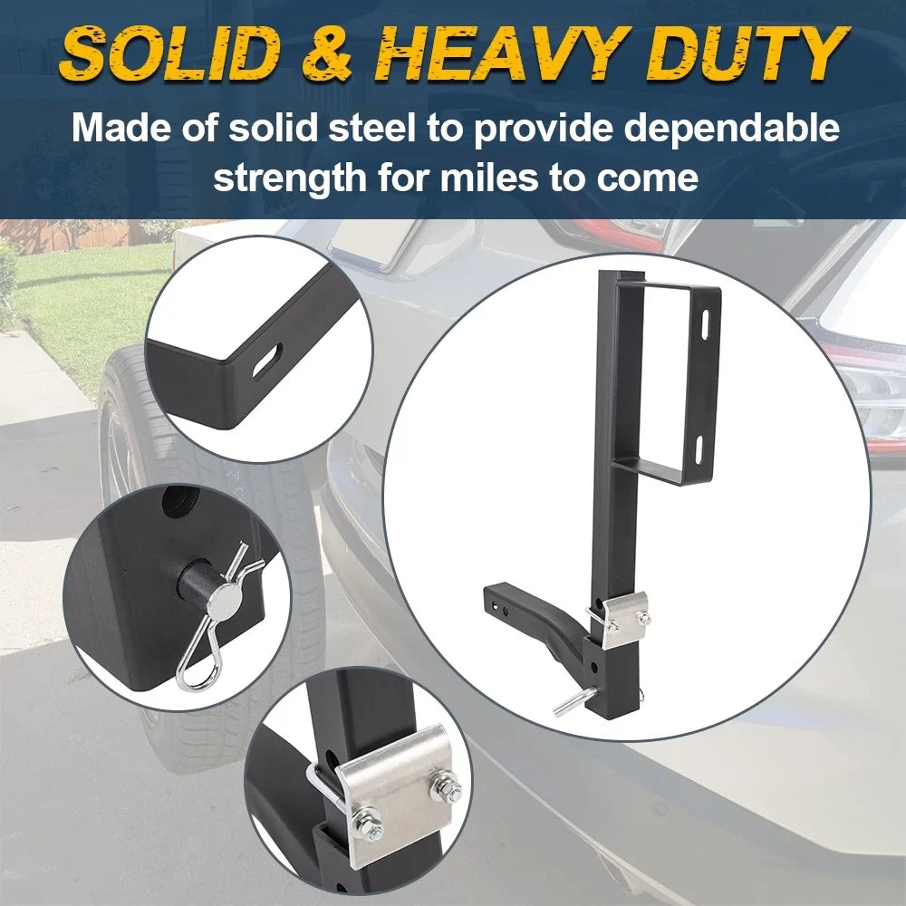 Universal Trailer Hitch Spare Tire Carrier Fits All 2" Receivers  Truck Car Tire Rack 24" High Hitch Spare Tire Mount