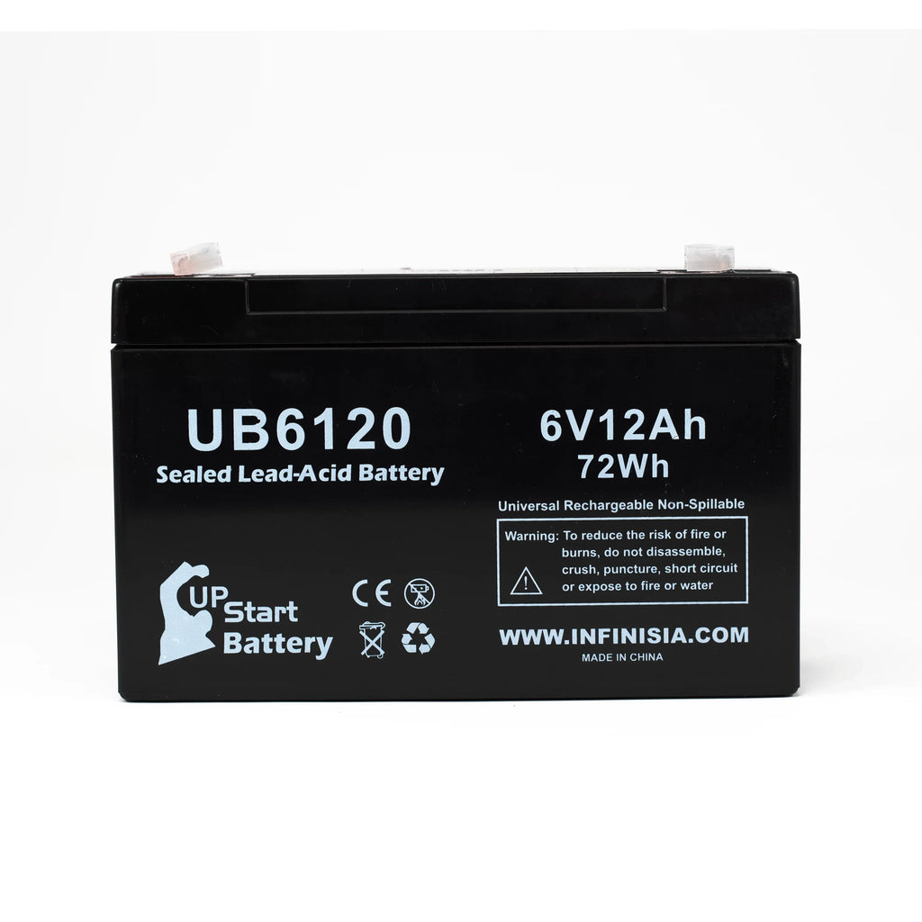 4x Pack - Compatible Tripp-Lite 850 Battery - Replacement UB6120 Universal Sealed Lead Acid Battery (6V, 12Ah, 12000mAh, F1 Terminal, , ) - Includes 8 F1 to F2 Terminal Adapters