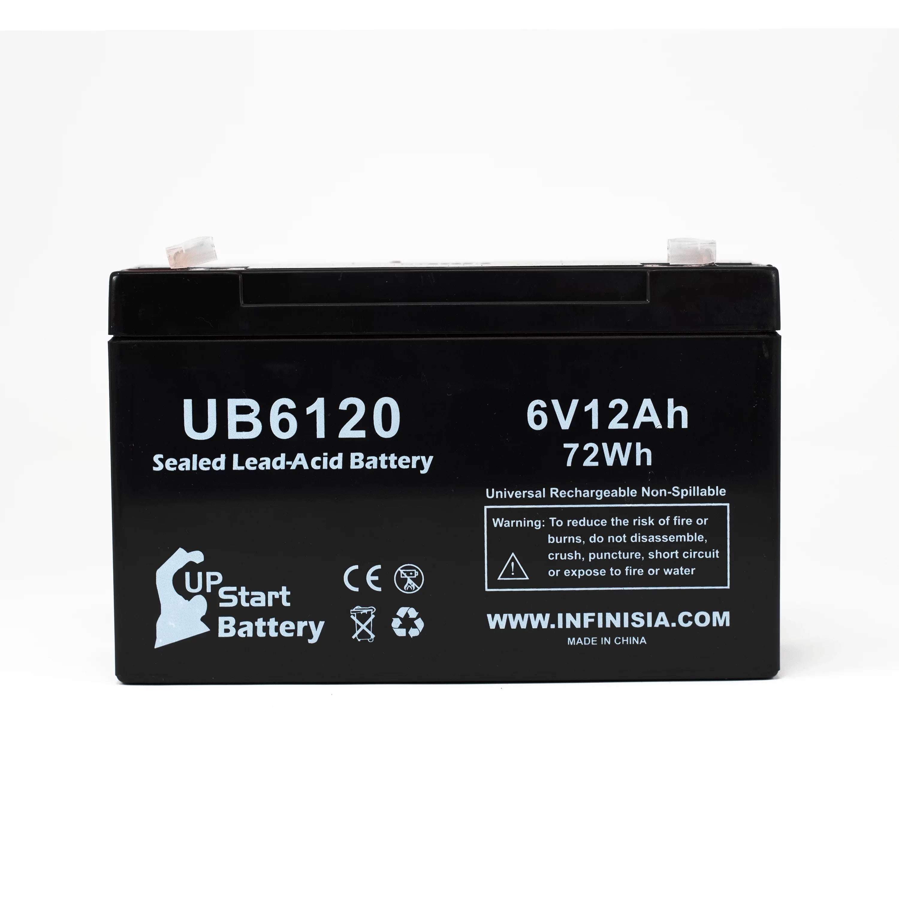 4x Pack - Compatible Tripp-Lite 850 Battery - Replacement UB6120 Universal Sealed Lead Acid Battery (6V, 12Ah, 12000mAh, F1 Terminal, , ) - Includes 8 F1 to F2 Terminal Adapters