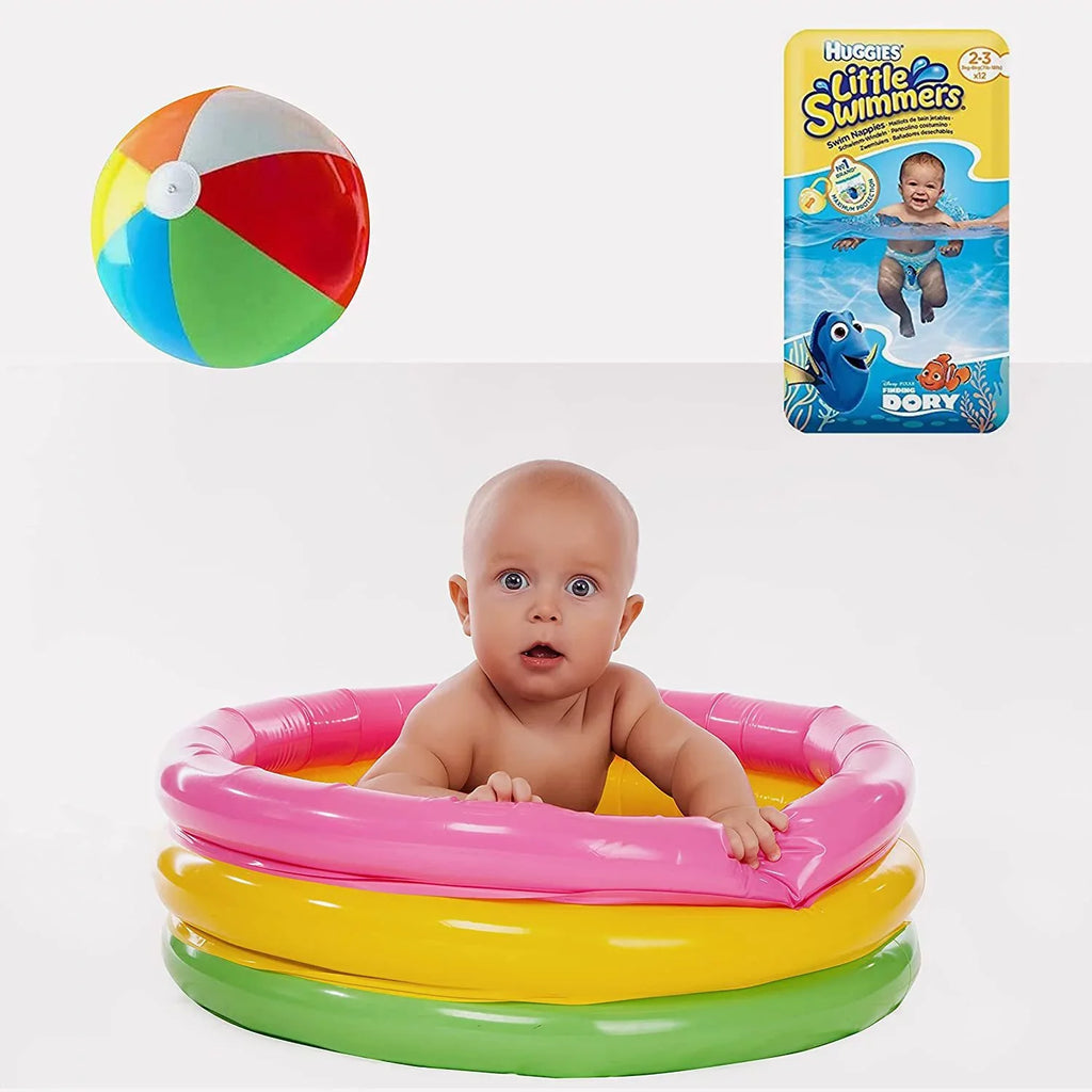 X-Small - Little Swimmers Disposable Swim Diapers, 7lb-18lb., 12-Count Bonus Inflatable Pool Ball 5 inch