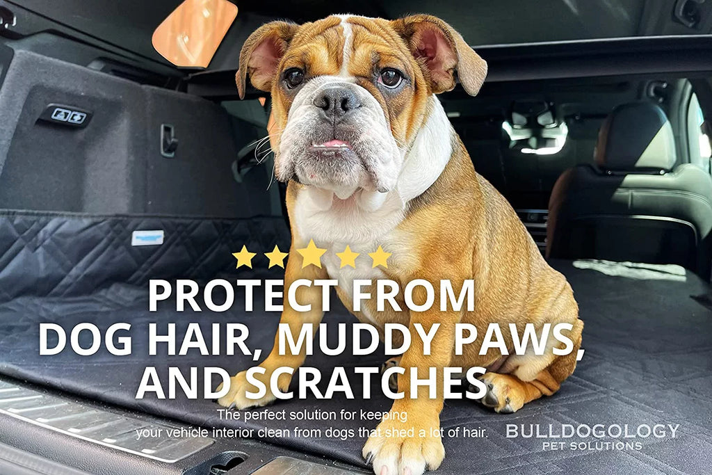 Bulldogology  Cargo Liner for Dogs - Heavy Duty Pet Trunk Cargo Cover - Dog Car Seat Cover Waterproof Nonslip - Dog Hair, Muddy Paws, Scratches Cover Protector for Cars Vans SUVs (X-Large, Grey)
