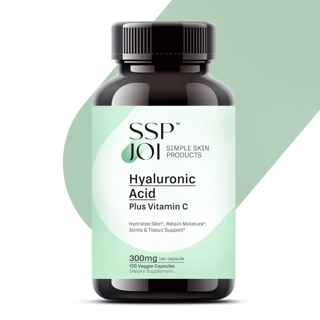 Hyaluronic Acid 250mg with 50mg Vitamin C per Capsule - 120 Veggie Capsules - Supports Skin Hydration, Youthful Skin, Joints Lubrication