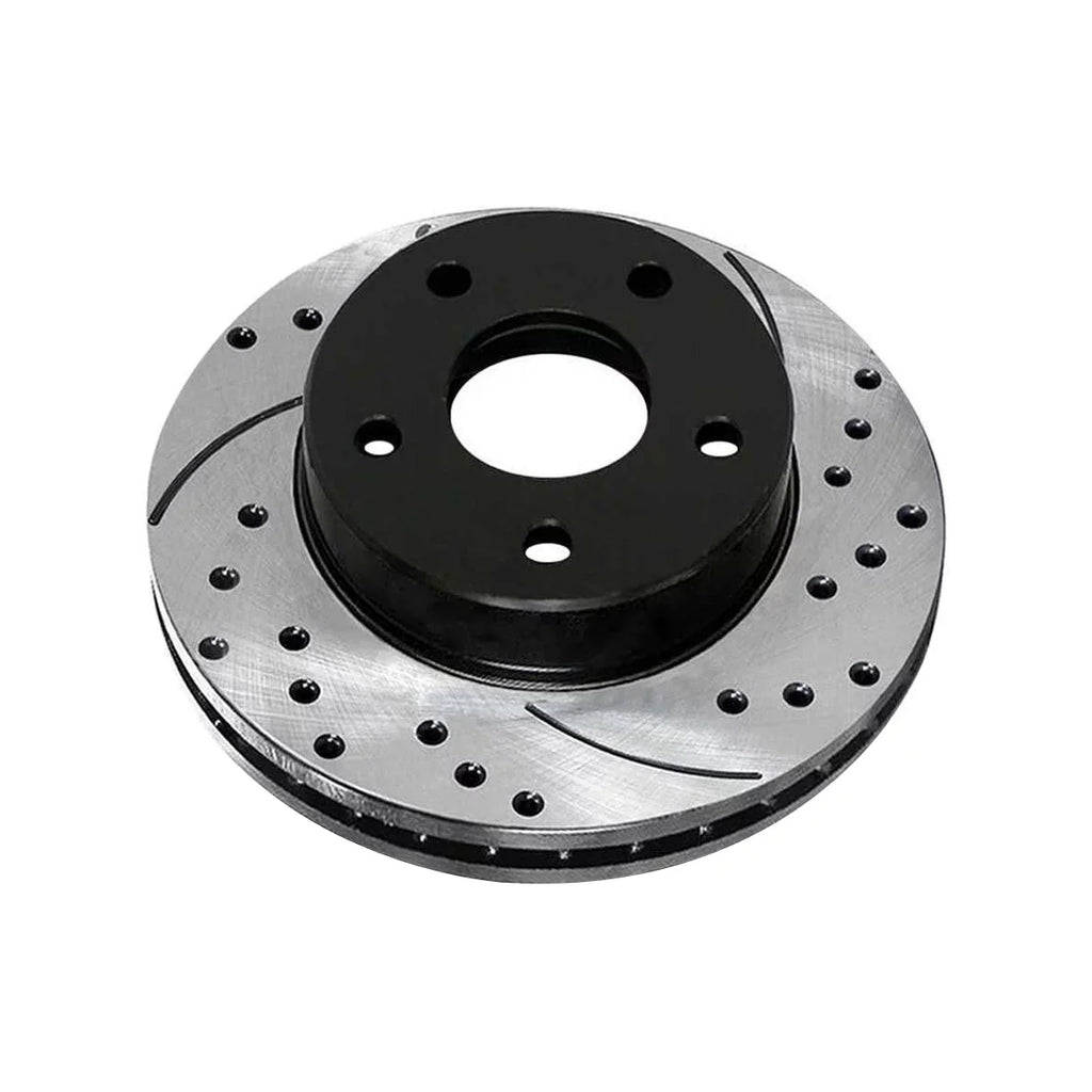 AutoShack Front Drilled Slotted Brake Rotors Black Pair of 2 Driver and Passenger Side Replacement for 2007-2010 2011 2012 Dodge Caliber 2008-2017 Mitsubishi Lancer 1.8L 2.0L 2.4L   PR63039LR