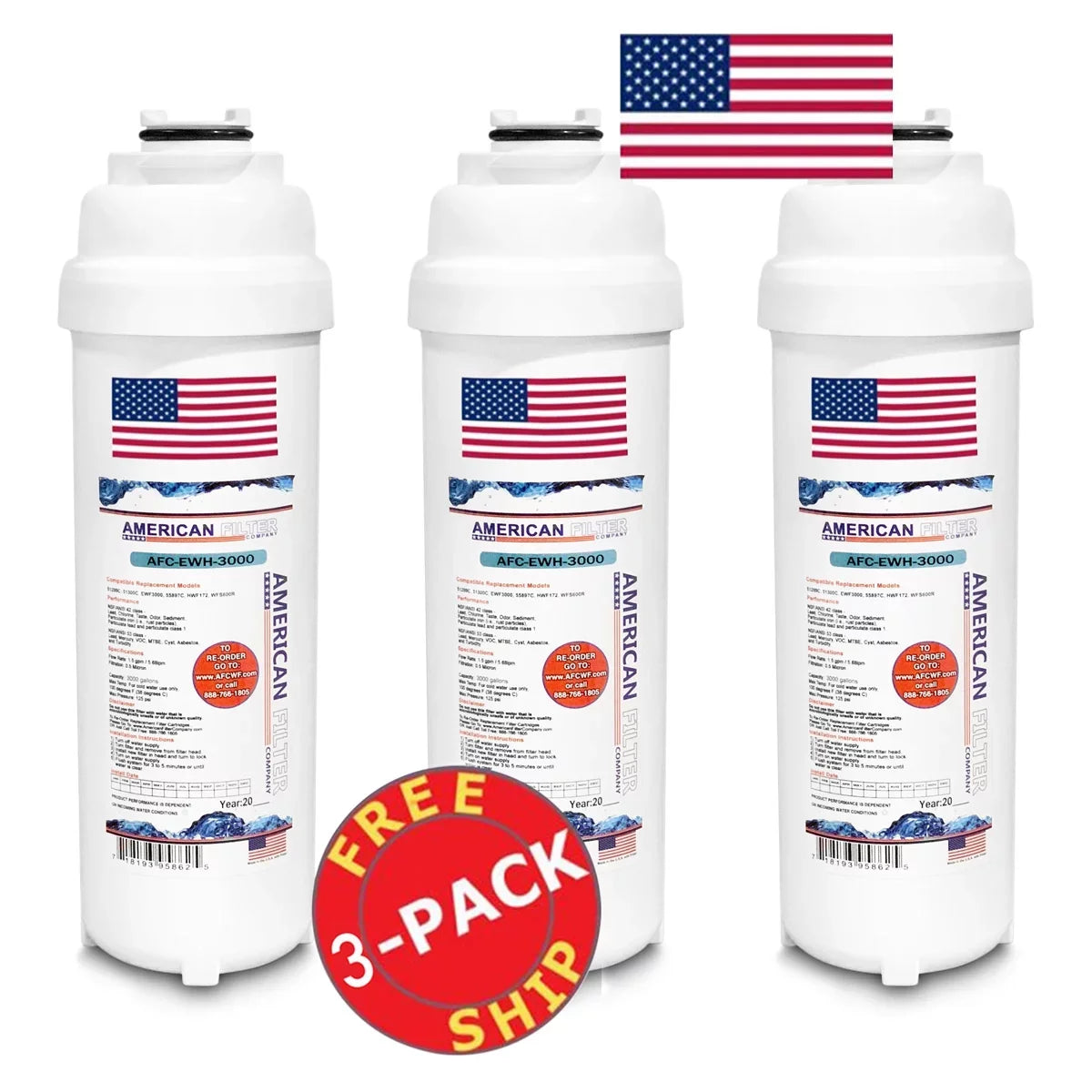 Brand , Water Filters , Model # --3000 , Compatible with WaterSentry® LZSTL8WSVRLK - 3 Pack - Made in U.S.A.