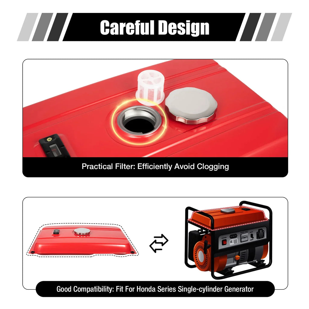 5 Gallon Generator Fuel Tank Red Universal Fuel Tank for EC2500 18.9 Liter Equipment