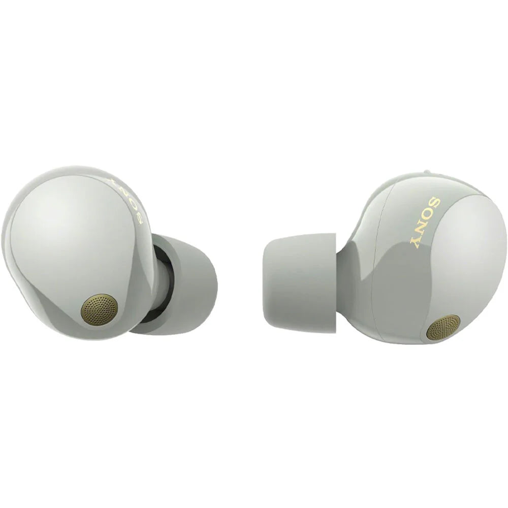 Sony -1000XM5 Industry Leading Noise Canceling Truly Wireless Earbuds (Silver) Bundle with Silicone Case (Pink), Memory Foam Ear Tips, -A to -C Cable & 1   Enhanced Protection Pack