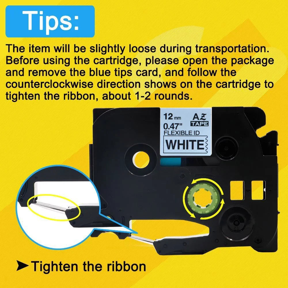 10PK Compatible for Brother P-touch Black on White Flexible  Cable Wire Label Tape 12mm 8m  TZe TZe-FX231 -FX231 TZe-231 -231 use in -D210 H110 H100 D400 D600 Label Maker