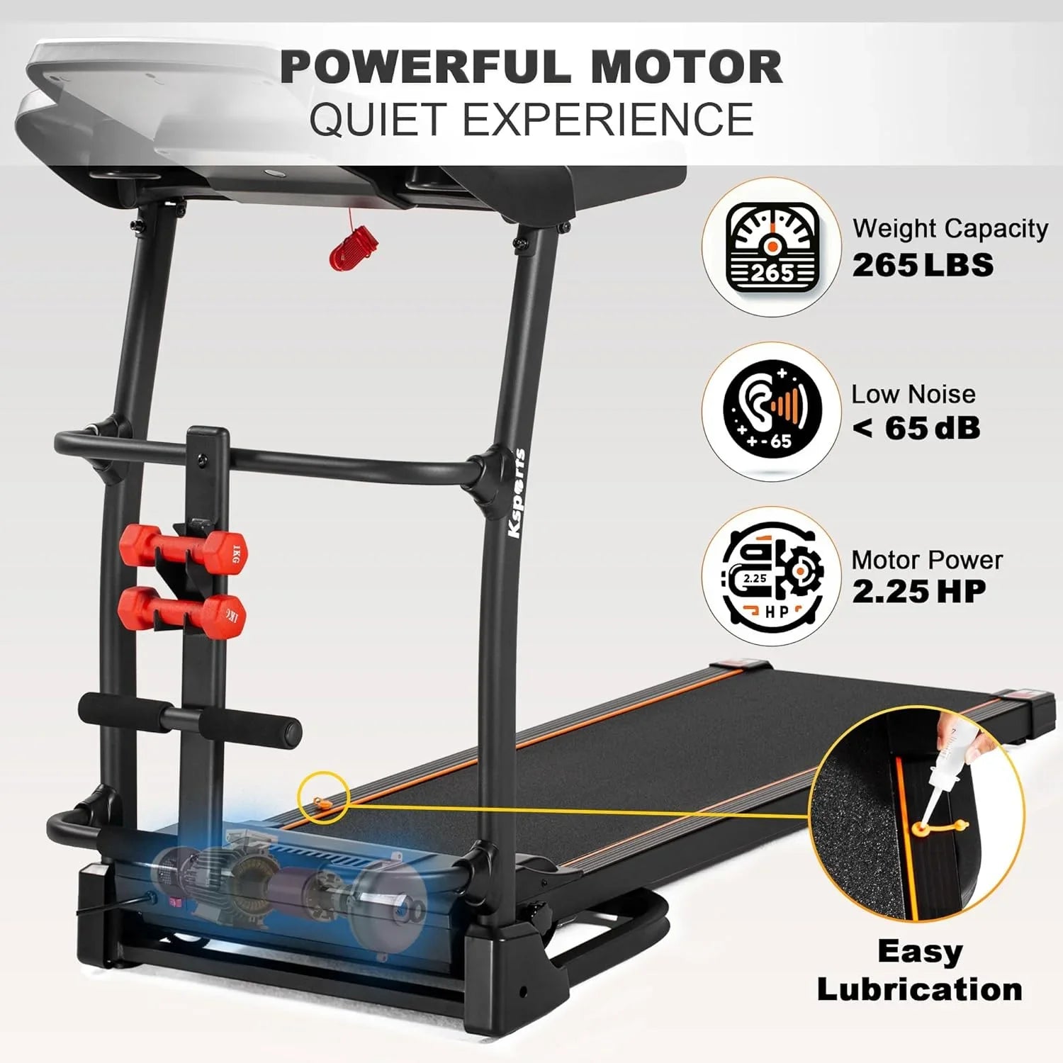 Foldable 16.5 Inch Fitness Portable Treadmill With Bluetooth Connectivity,  Display, And Tracking Apps For Home Gym Equipment, Black