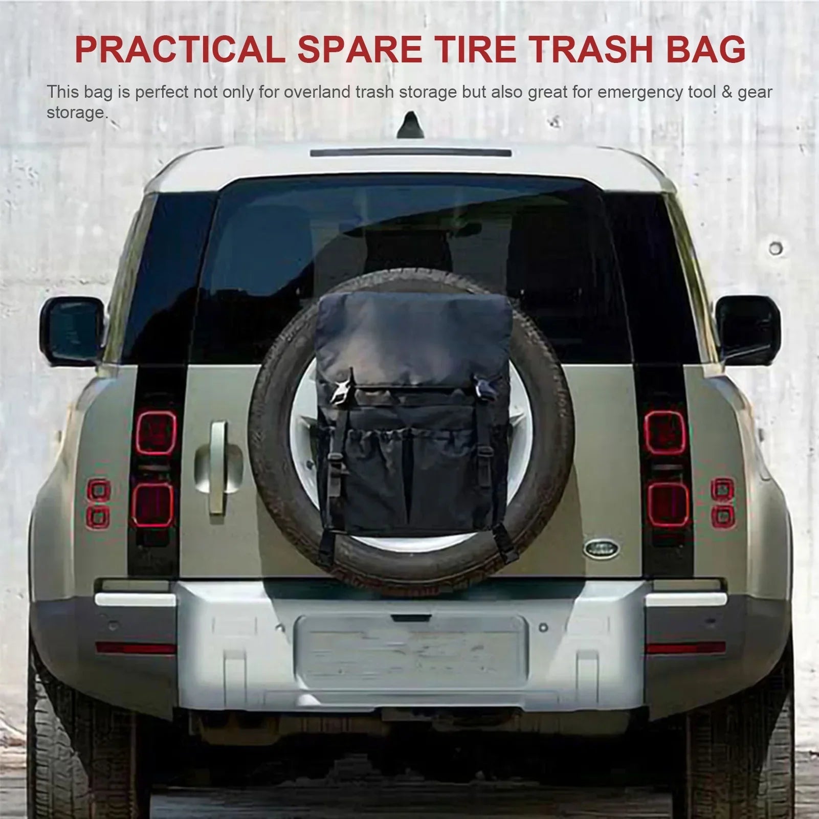 Multi-Pocket Spare Tire Trash Bag - Car Backpack Cargo Storage and Gear Organizer for Camping and Off-Road Travel