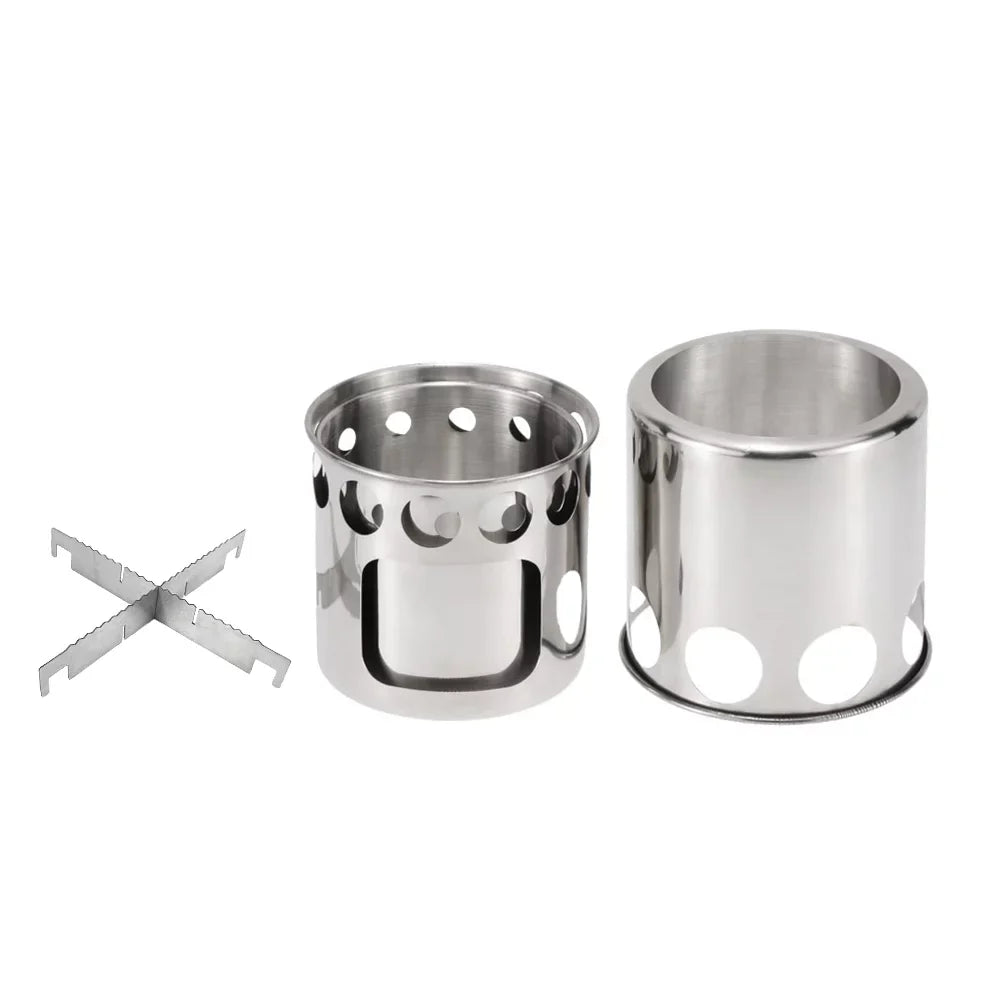 Lixada Camping Stove Combo Cooking Pot Set Wood Burning Backpacking Fishing Hiking Portable