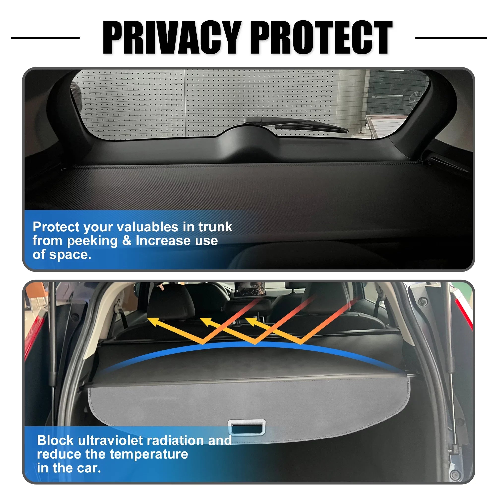 Unique Bargains Retractable Cargo Cover Rear Trunk cover Shield Shade Ajustable Fit for Nissan Rogue 2021-2024 Black