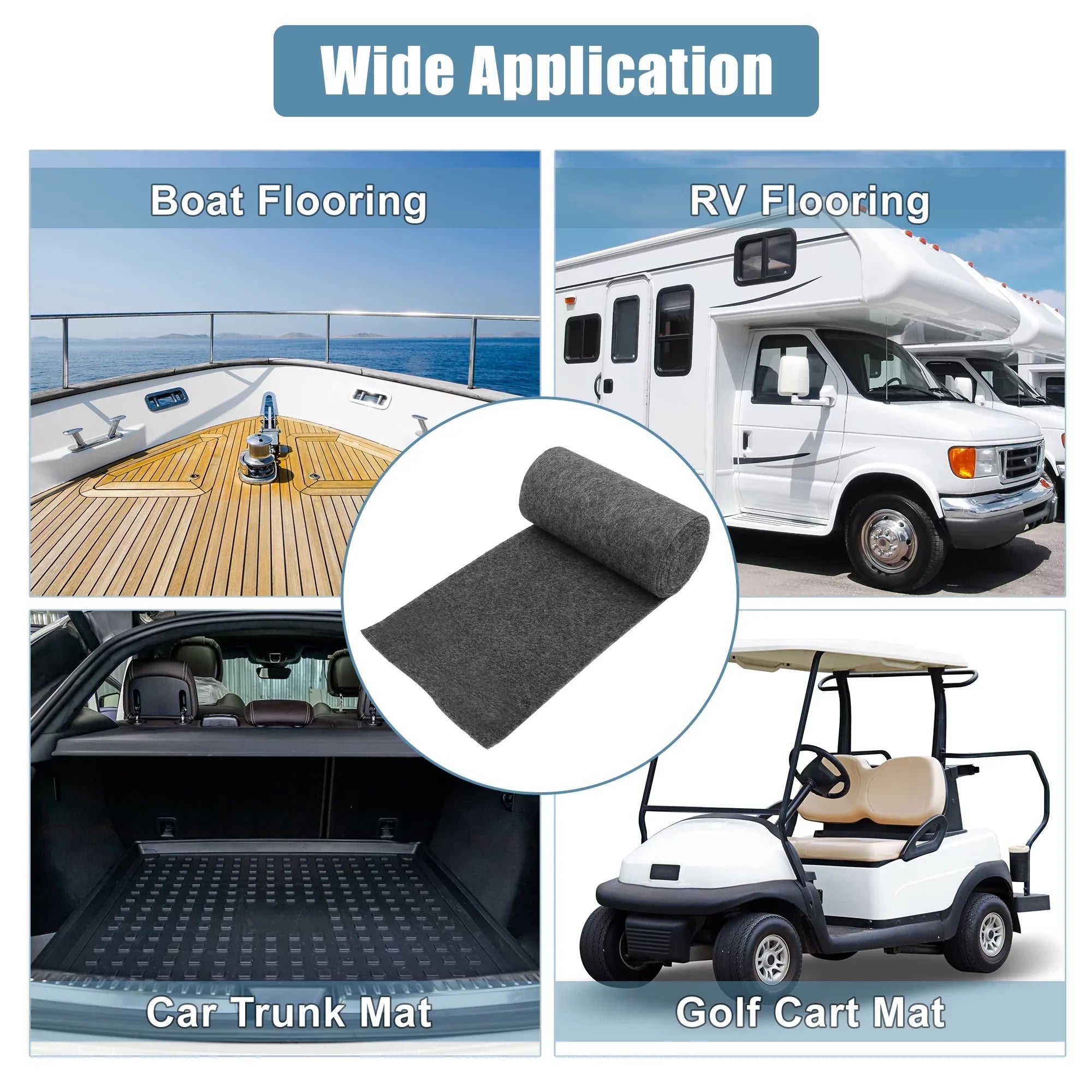 Unique Bargains 157"x12"x0.24" Dark Gray Boat Carpet Pad Decking Sheet Mat for Boat Trailers Dark Gray
