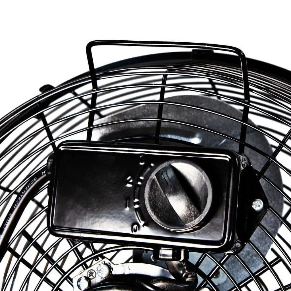 Comfort Zone 12” 3-Speed Cradle/Floor Fan with 180-Degree Adjustable Tilt, All-Metal Construction, Rubber Feet, and Carry Handle, Black