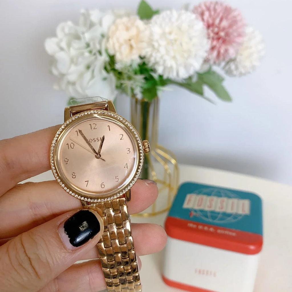 Fossil BQ3656 Reid Three-Hand Rose Gold-Tone Stainless Steel Watch
