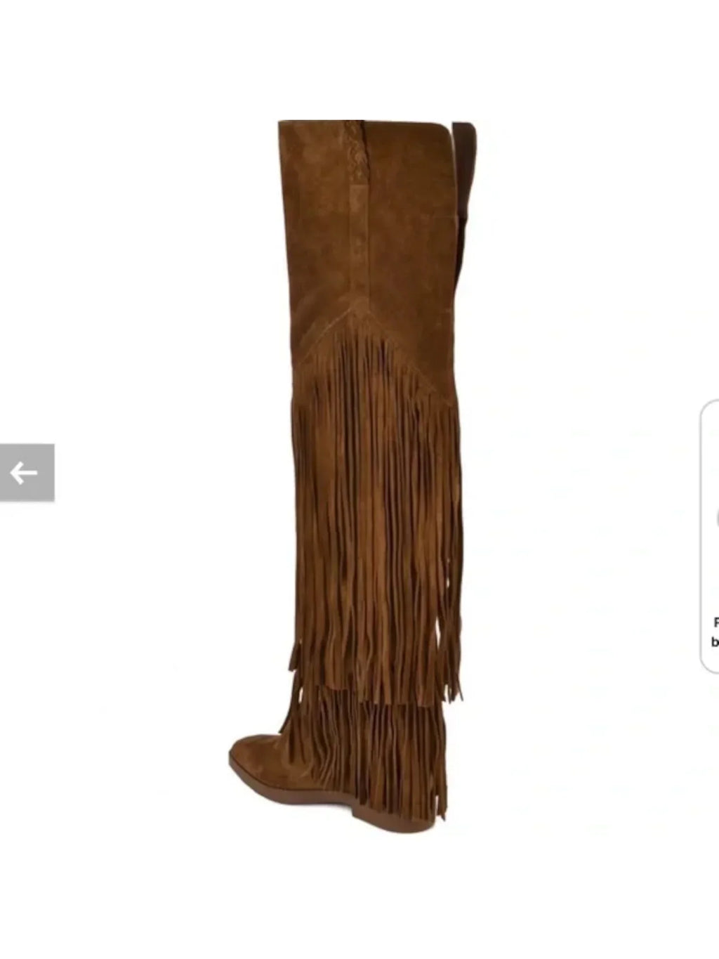 Womens Brown Fringed Padded Gipsy Almond Toe Leather Boots Shoes 35