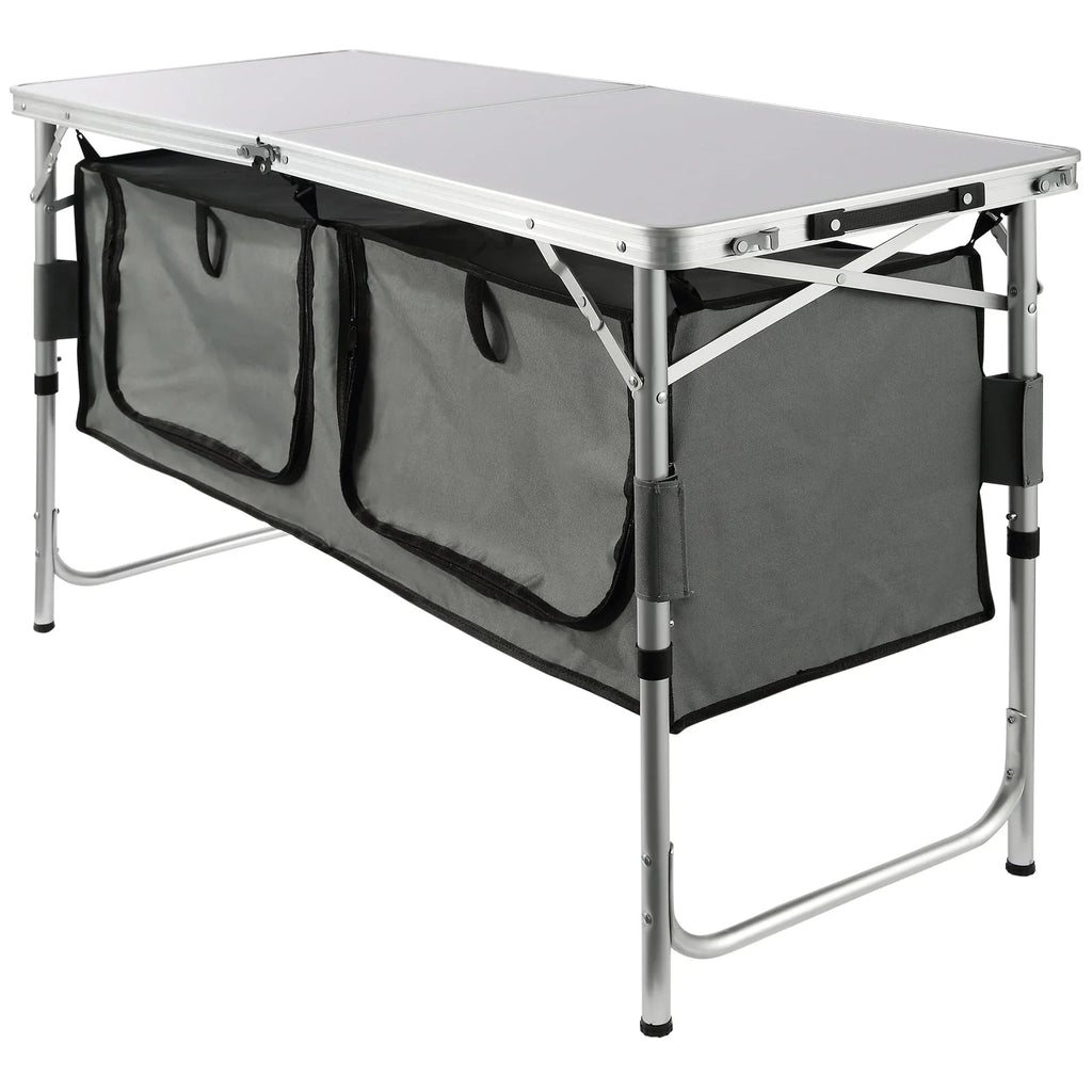Folding Portable Cook Station 3 Adjustable Heights Camping Kitchen Table