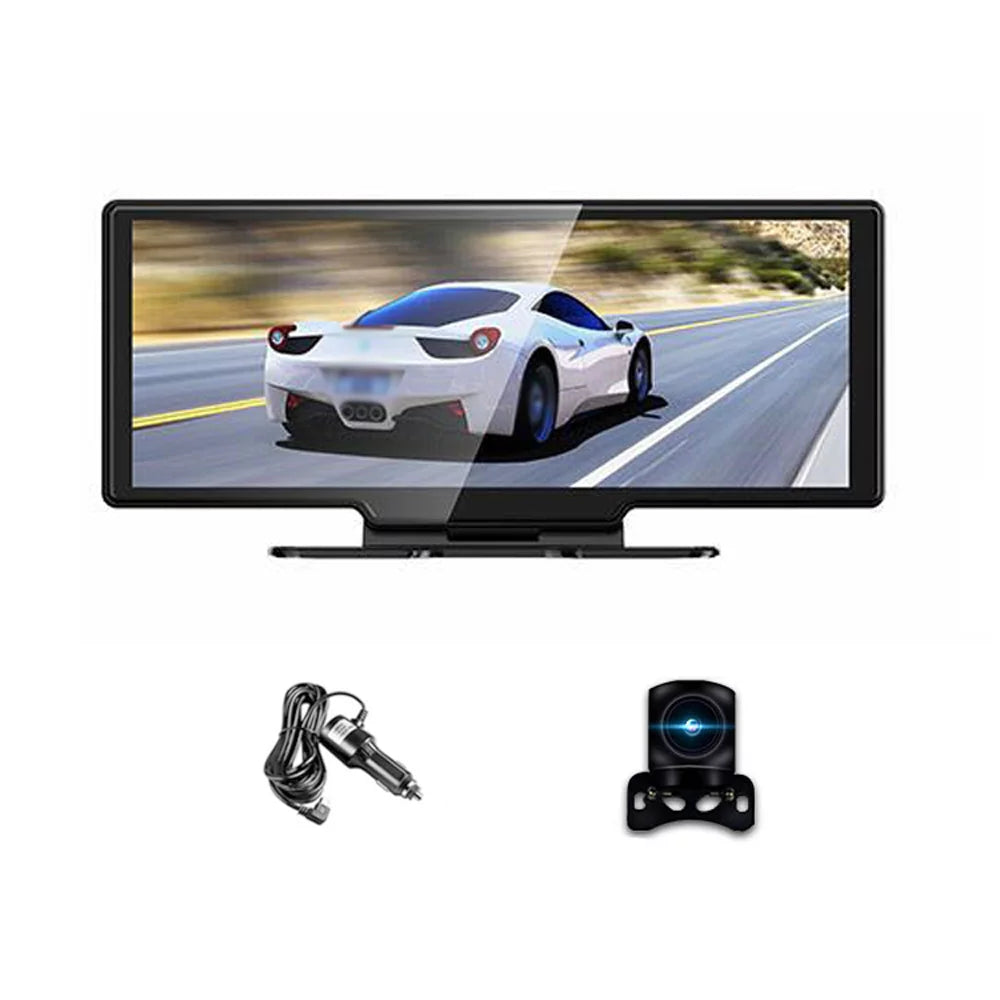 4K Front & Rear  Dash Camera with 10.26 Inch Touchscreen - Android Auto Compatible, Built-in WiFi, G-Sensing, Loop Recording, Hands-Free Calling