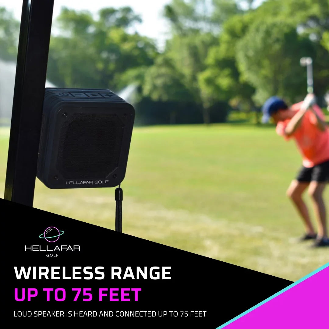 Hellafar Golf Speaker - Golf Cart Bluetooth Speaker, Magnetic Mounting System, IPX7 Waterproof, Black