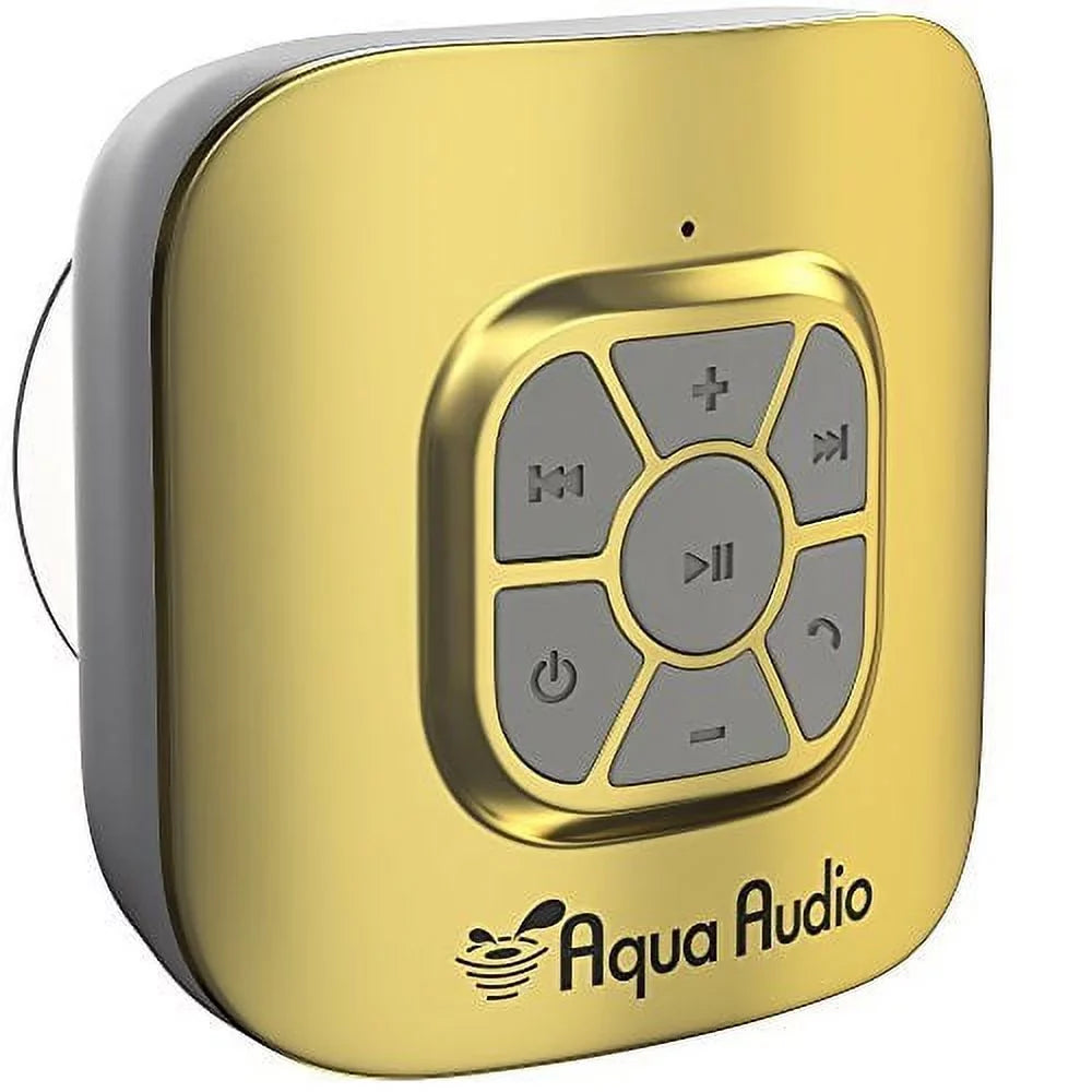 Gideon Portable Waterproof Bluetooth Speaker with Suction Cup - 10 Hours Playtime/Built-in Mic (Gold)