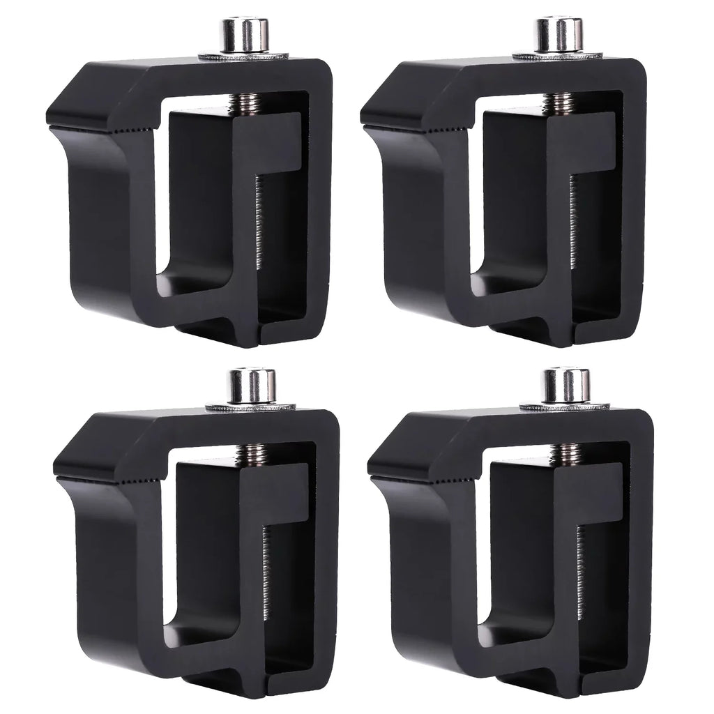 '-Racks P-( Set of 4 Aluminum C-Clamps for Non-Drilling Truck Rack & Camper Shell Installation - Black