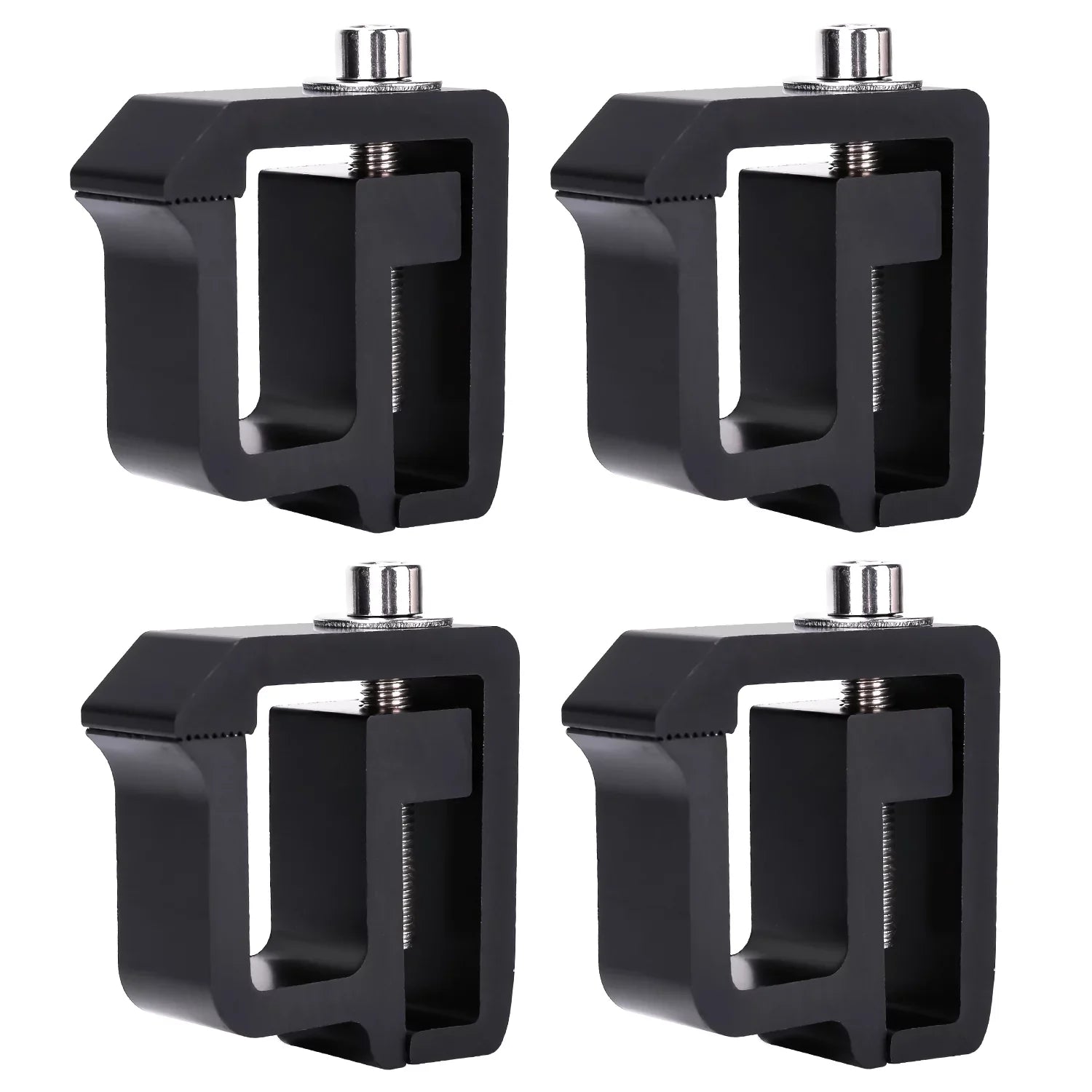 '-Racks P-( Set of 4 Aluminum C-Clamps for Non-Drilling Truck Rack & Camper Shell Installation - Black