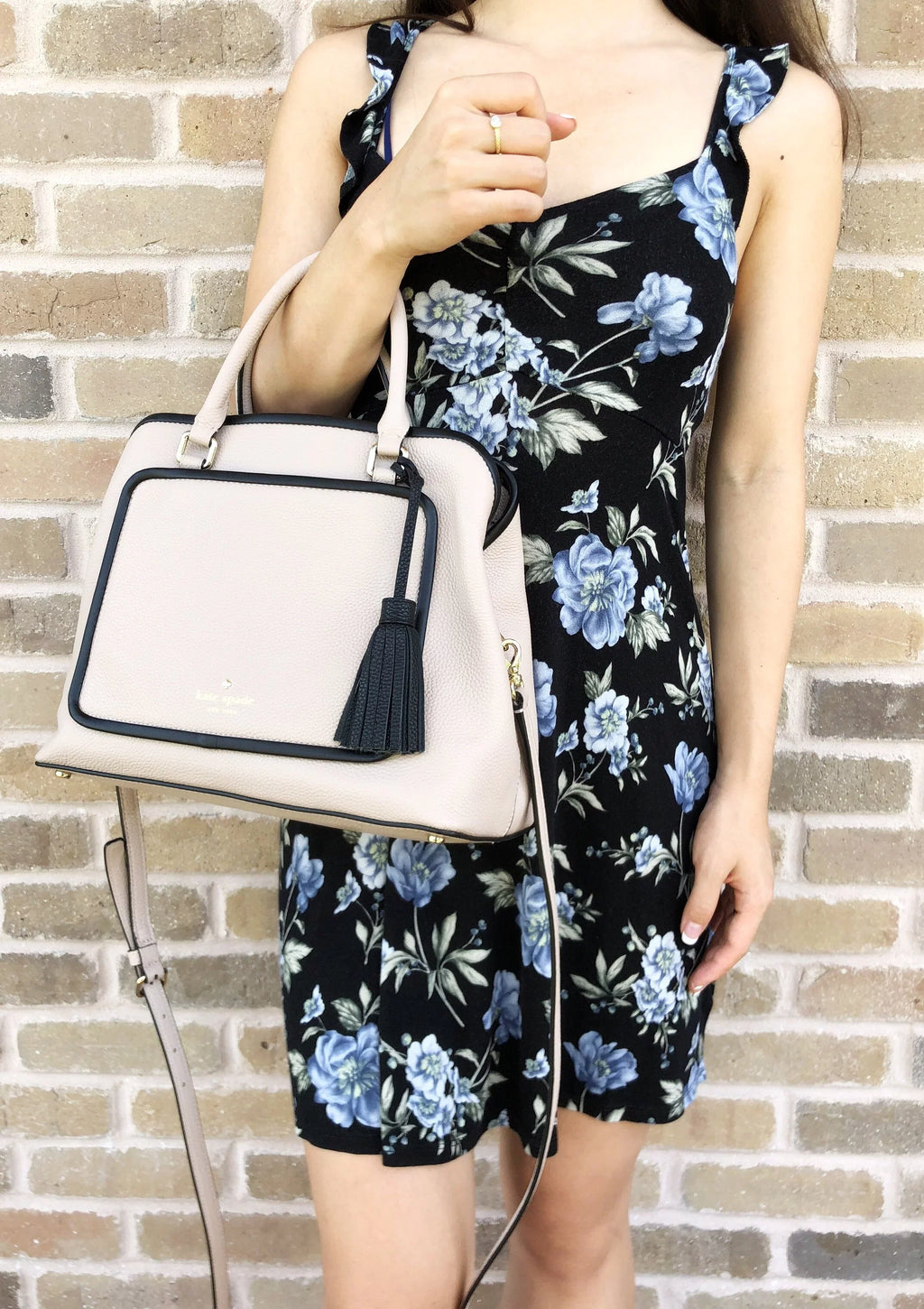 Kate Spade Ward Place Evangelie Satchel Bag Rose Cloud Beige Tassel