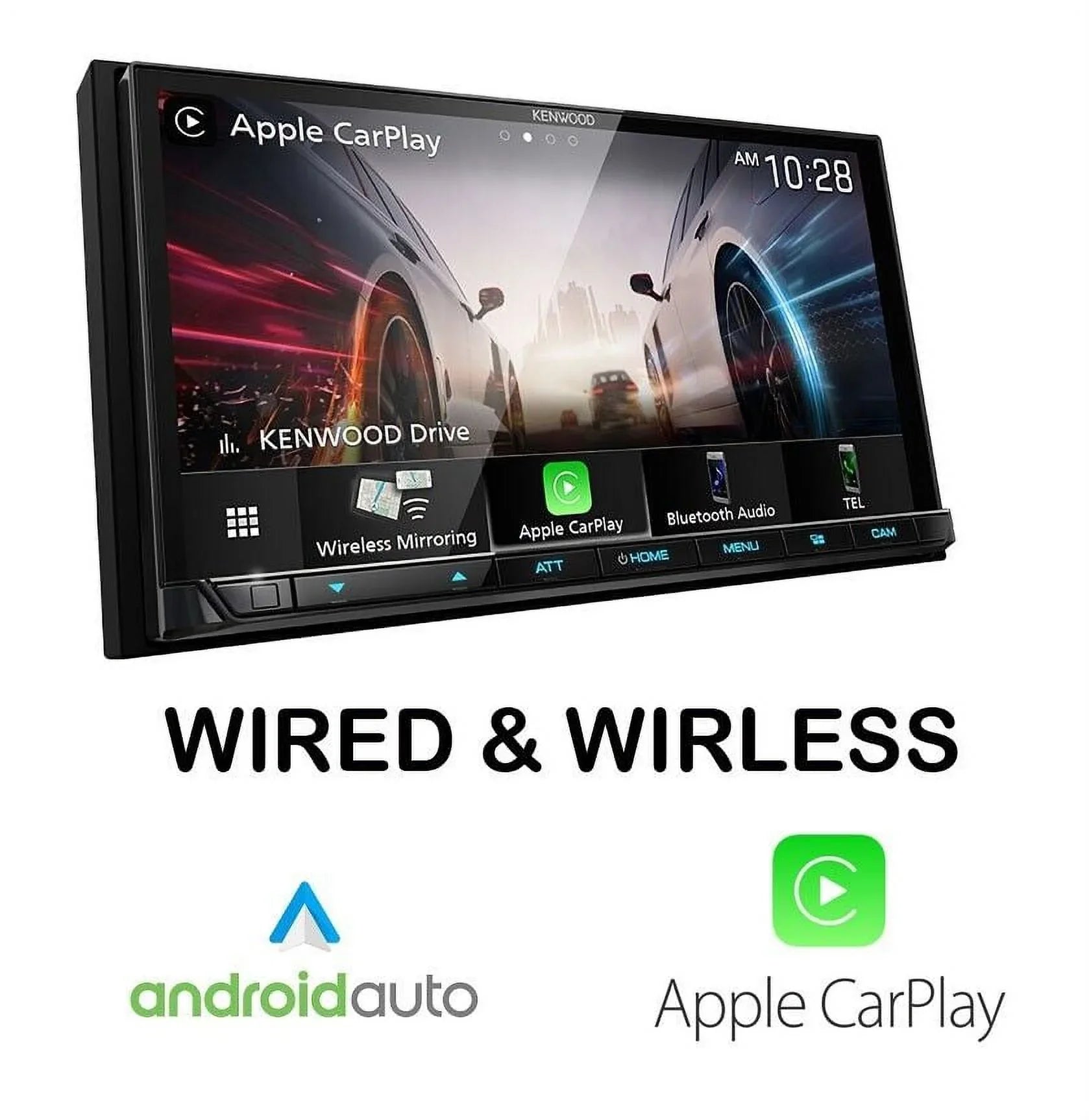 Kenwood DMX9708S In Dash Car Receiver 6.95" Touch Screen CarPlay Android Auto & -N520 Dash Cam Combo