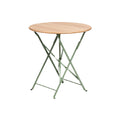 Folding Round Table with Wooden Top and Metal Frame