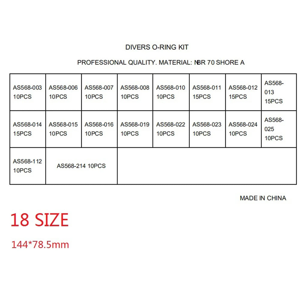 200Pcs 18 Sizes - with Storage Box for Scuba Diving Tank Valves, Hoses, Regulators, Cameras Etc Diver Gear Replacement