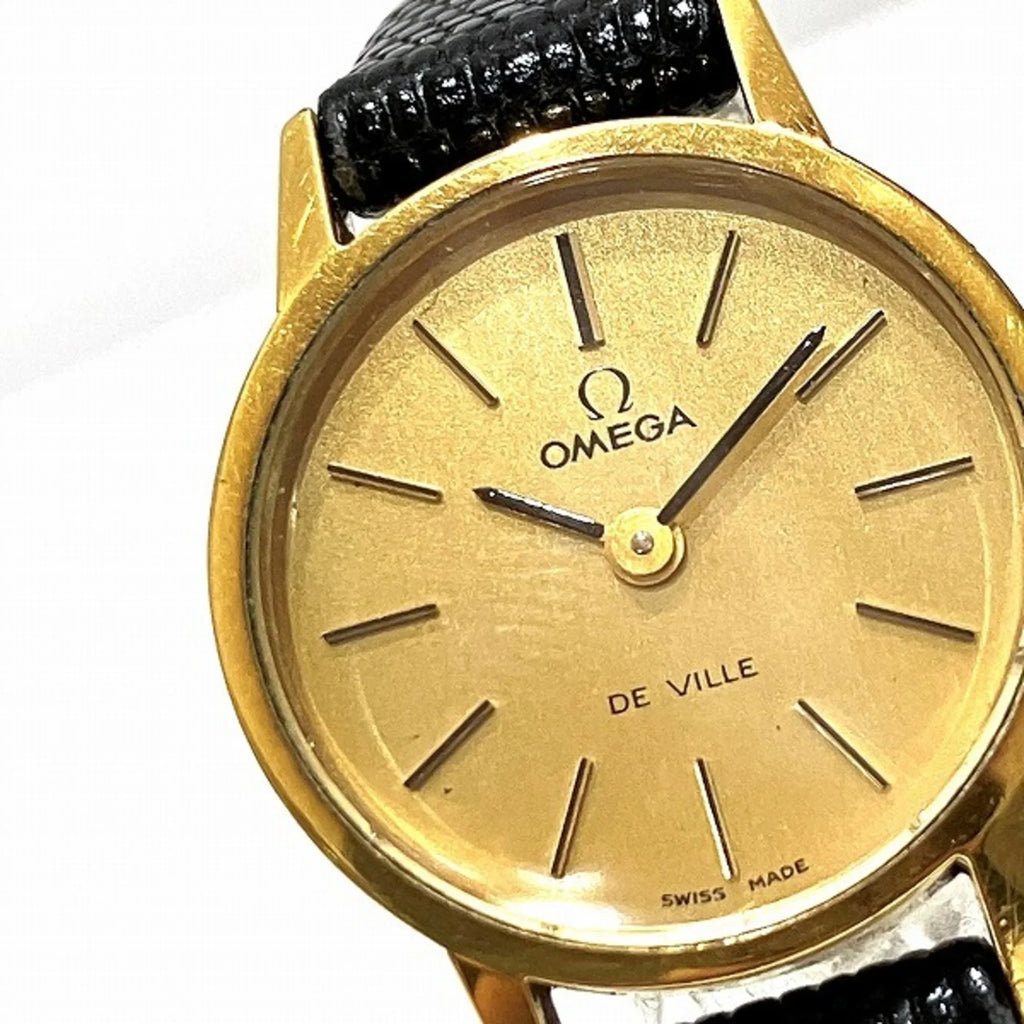 Pre-Owned Omega Deville Manual Winding Gold Dial Watch Ladies (Good)