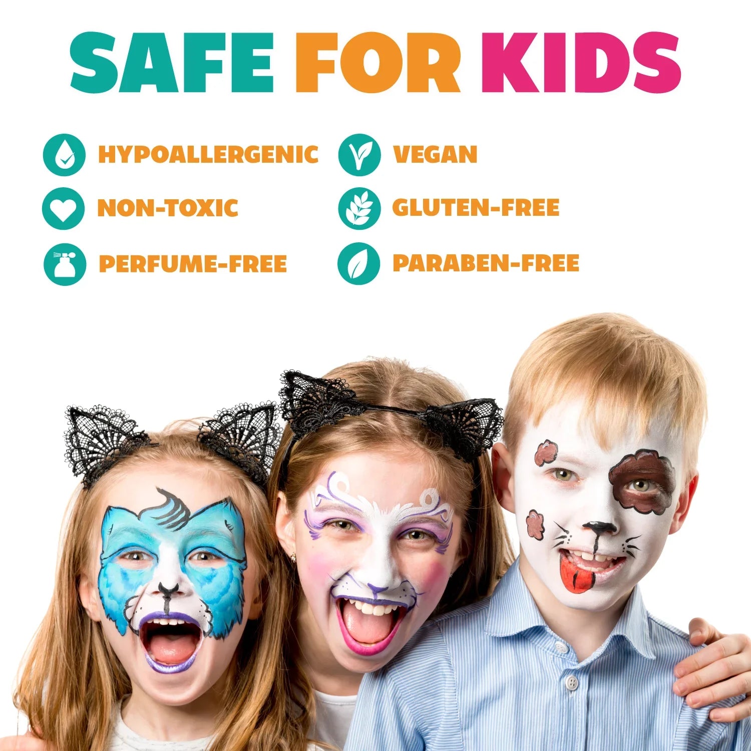 Kraze  Celebration Professional Face Painting One Stroke Split Cake Palette, Water Activated, Hypoallergenic, Safe, Non Toxic Halloween Party Makeup Face Paint Kit for Sensitive Skin, Kids & Adults