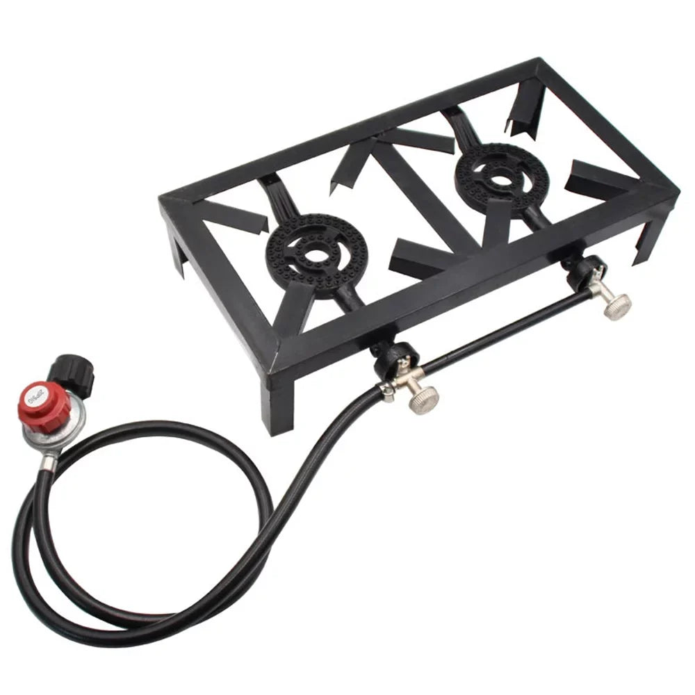 Anself Propane Gas Double Cast Iron Stove for Patio Camping  Cooking (Standard), Durable and Reliable Furnace for Cooking Needs