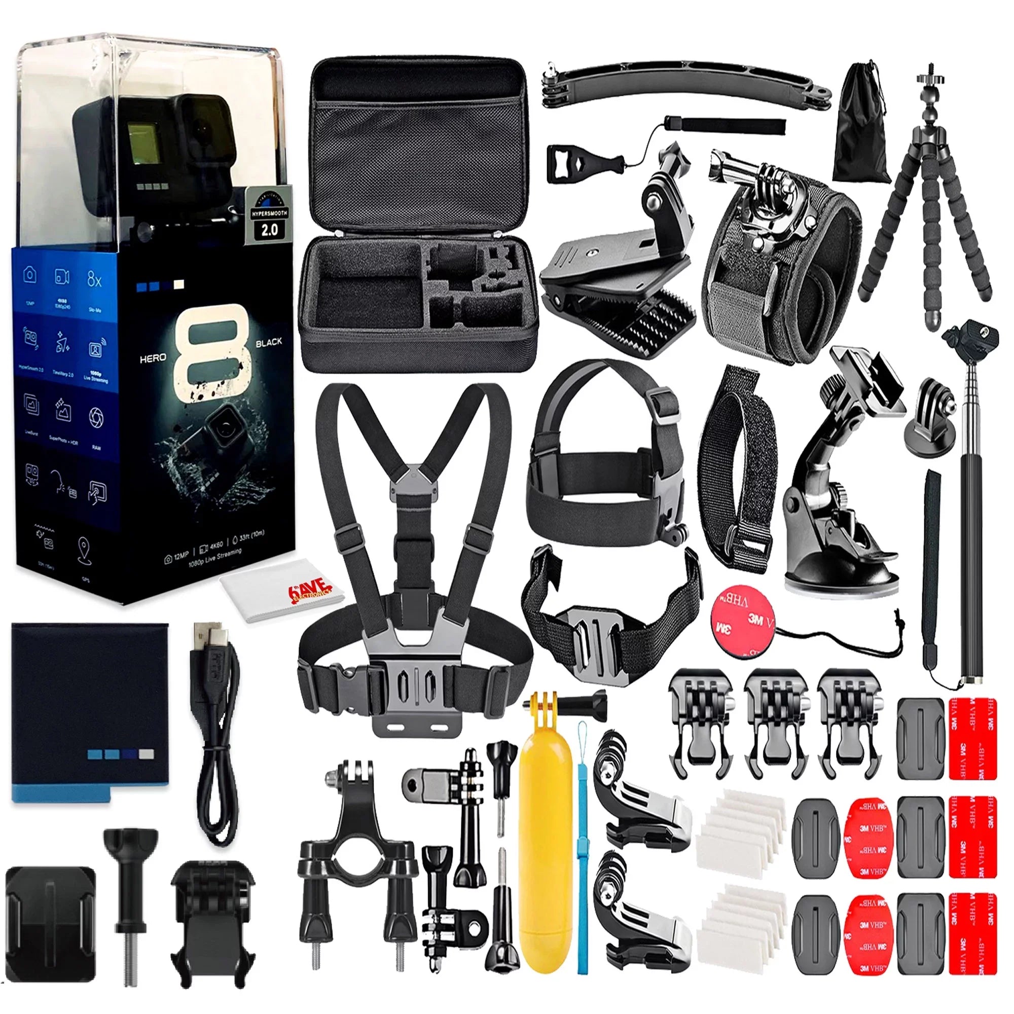 Restored GoPro HERO8 Black Digital Action Camera - Waterproof, Touch Screen, 4K  Video, 12MP Photos, Live Streaming, Stabilization - with 50 Piece Accessory Kit - All You Need Bundle (Refurbished)