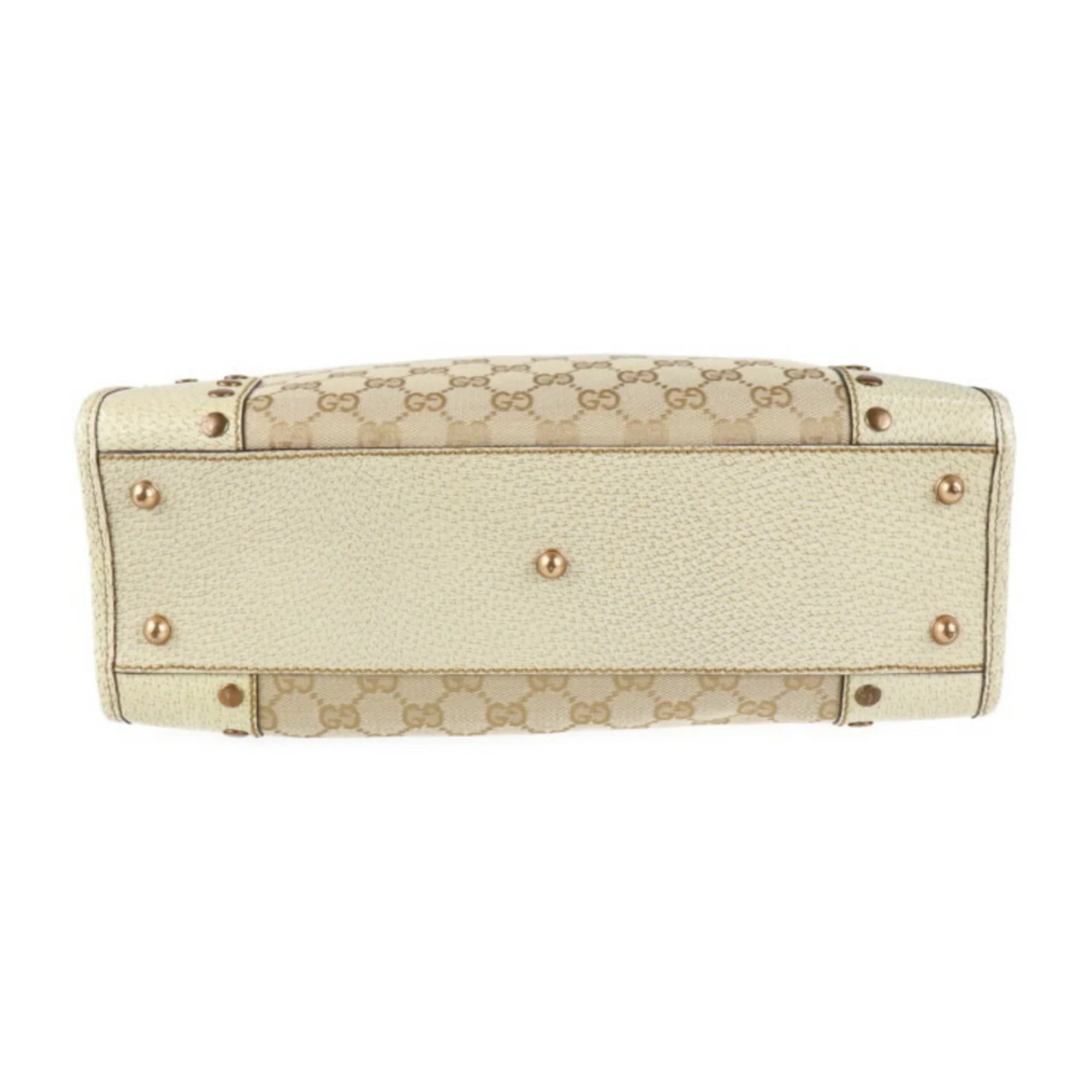 Pre-Owned  Gucci tote bag 124261  canvas leather beige ivory (Good)
