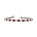 Louis Creations BB45RD- 6.25  Diamond & Ruby Diamond Bracelet, 14K White Gold