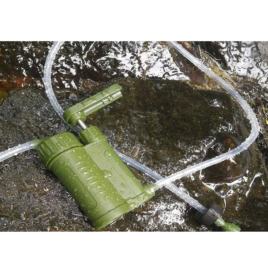 Portable Water Filter, Personal Camping Water, with Internal Carbon and Filter Assembly, Fiber Membrane