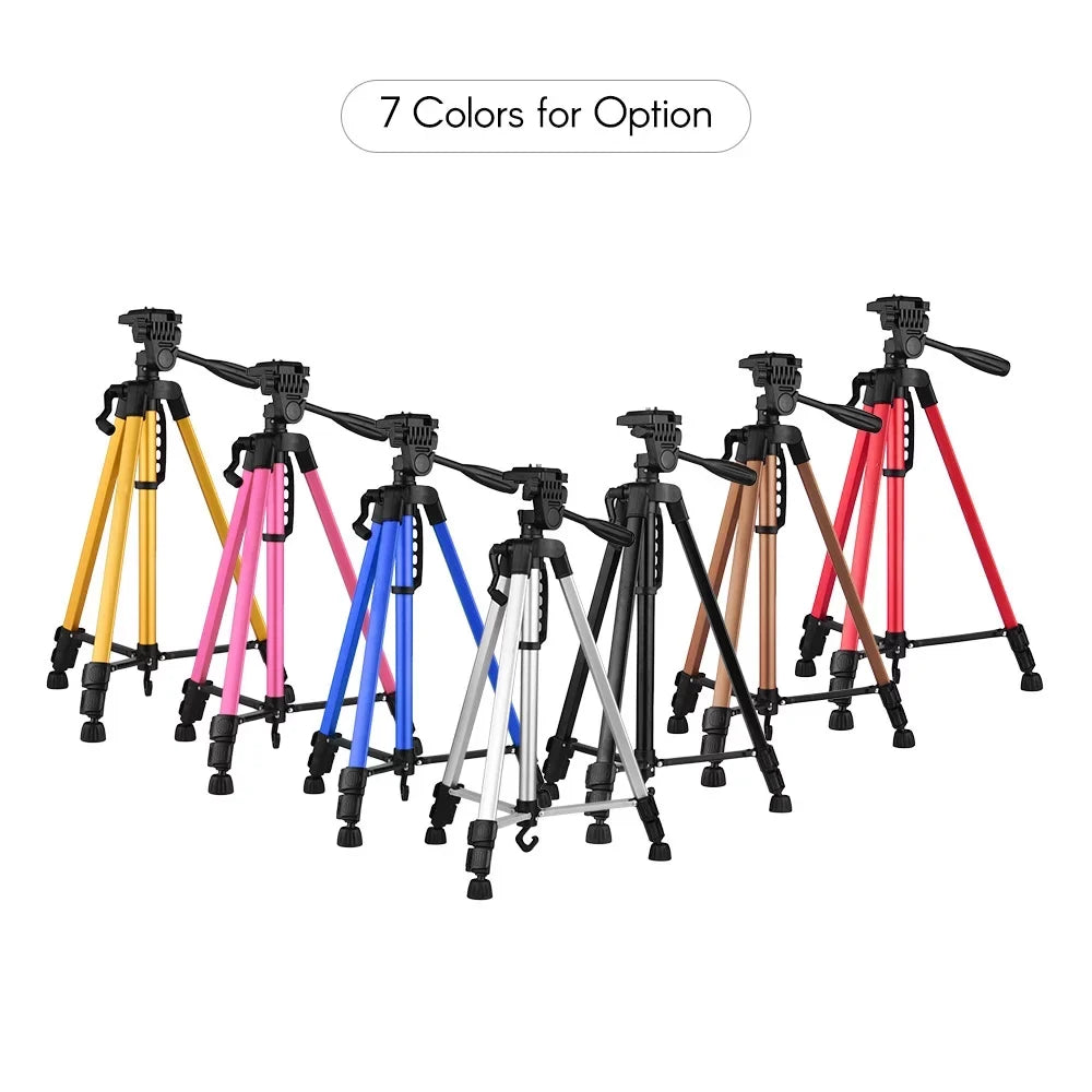 Andoer Lightweight Photography Tripod Stand Aluminum Alloy 3kg Load Capacity Max. Height 135cm/53in with Carry Bag Phone Holder for  Camera Smartphone